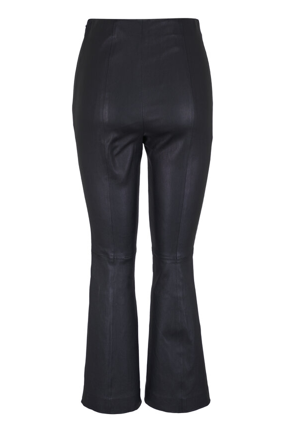 Vince - Black Stretch Leather Crop Flare Pant