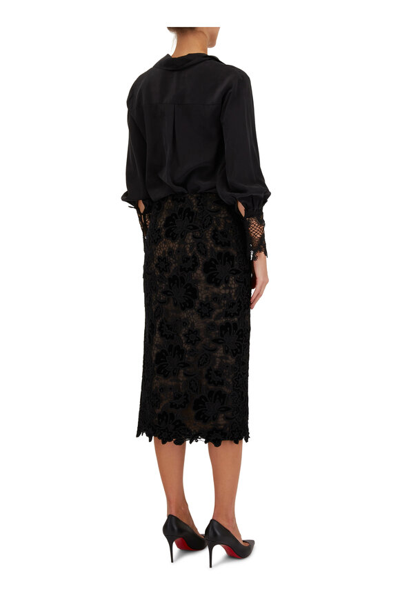 Carolina Herrera - Black Lace Midi Pencil Skirt 