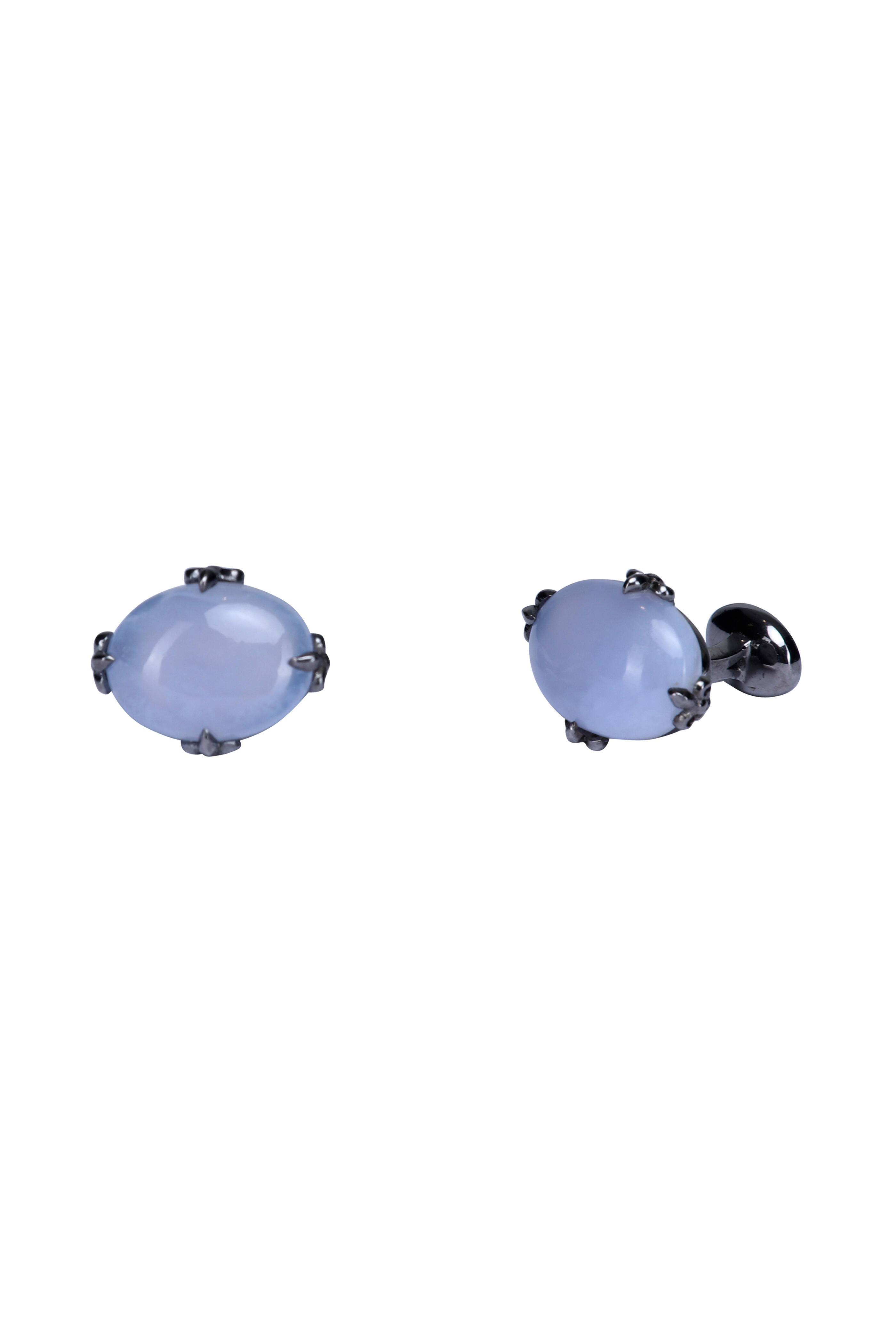 Spivey - Blue Chalcedony & Rhodium Plated Cufflinks