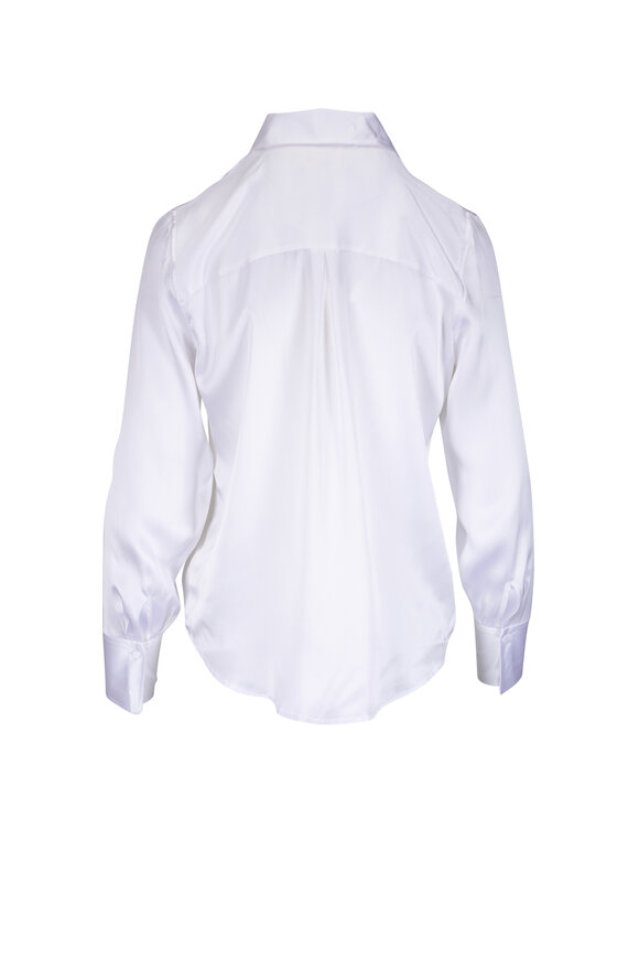 L'Agence - Divya White Silk Pintuck Tux Shirt