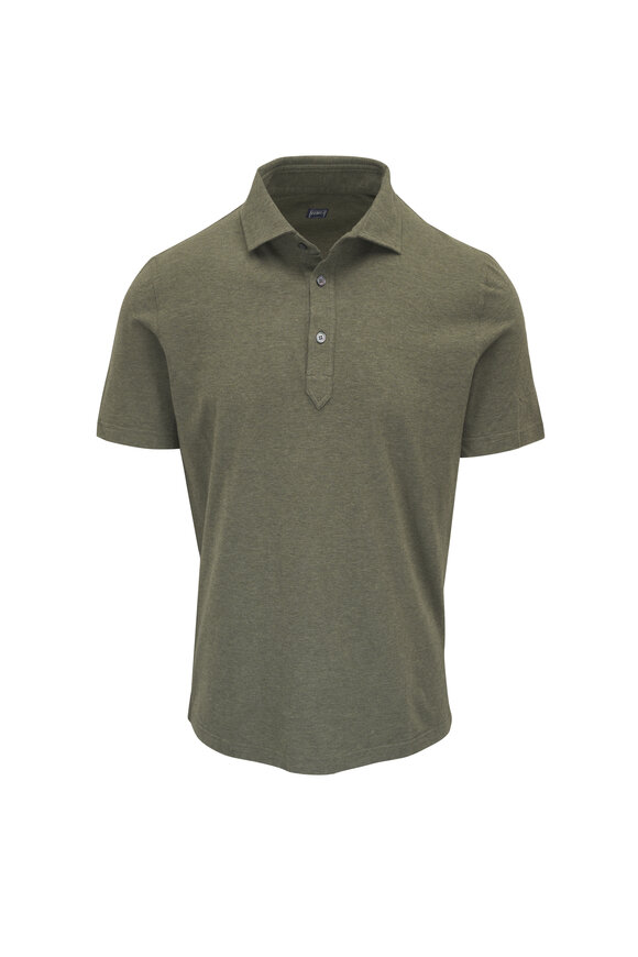 Fedeli Green Jersey Mélange Cotton Polo - view 1