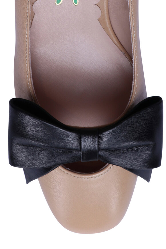 Valentino Garavani Bowbow Tan Leather Pump - view 4