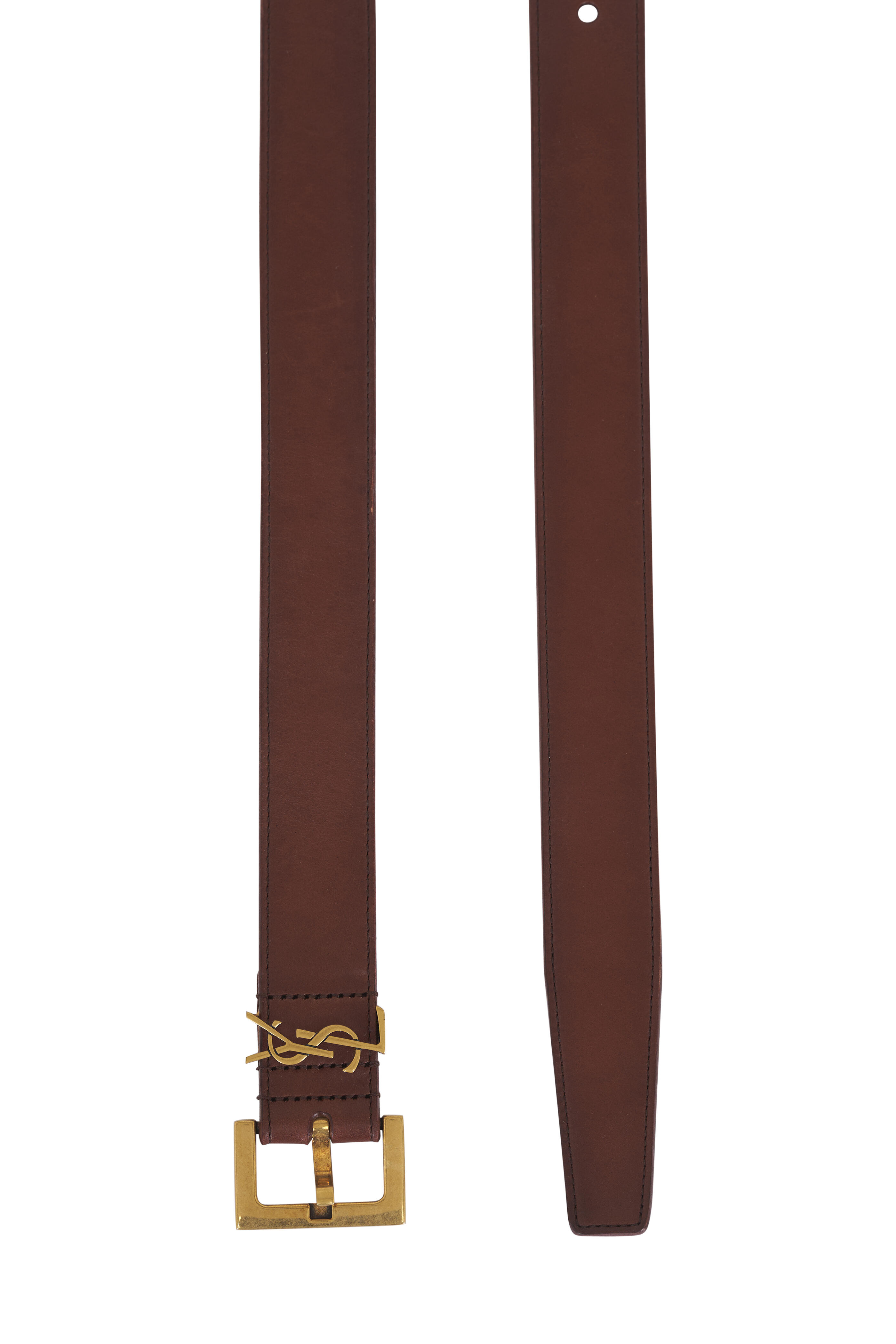 Saint Laurent - Brown Thin Leather Belt, 20mm