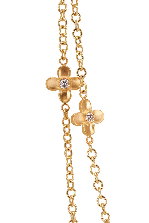 Caroline Ellen - 20K Gold Handmade Flower Station Chain Necklace