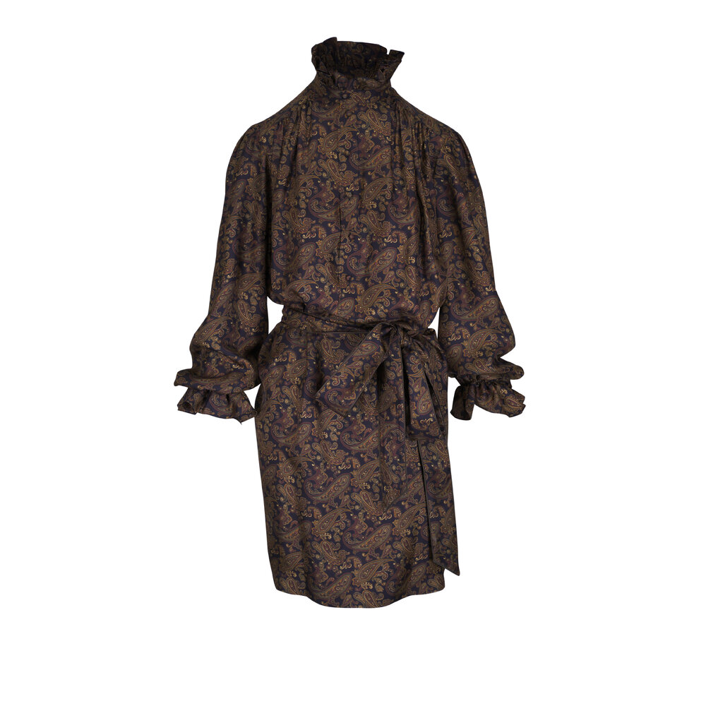 Saint Laurent - Multicolor Paisley Print Silk Mini Dress