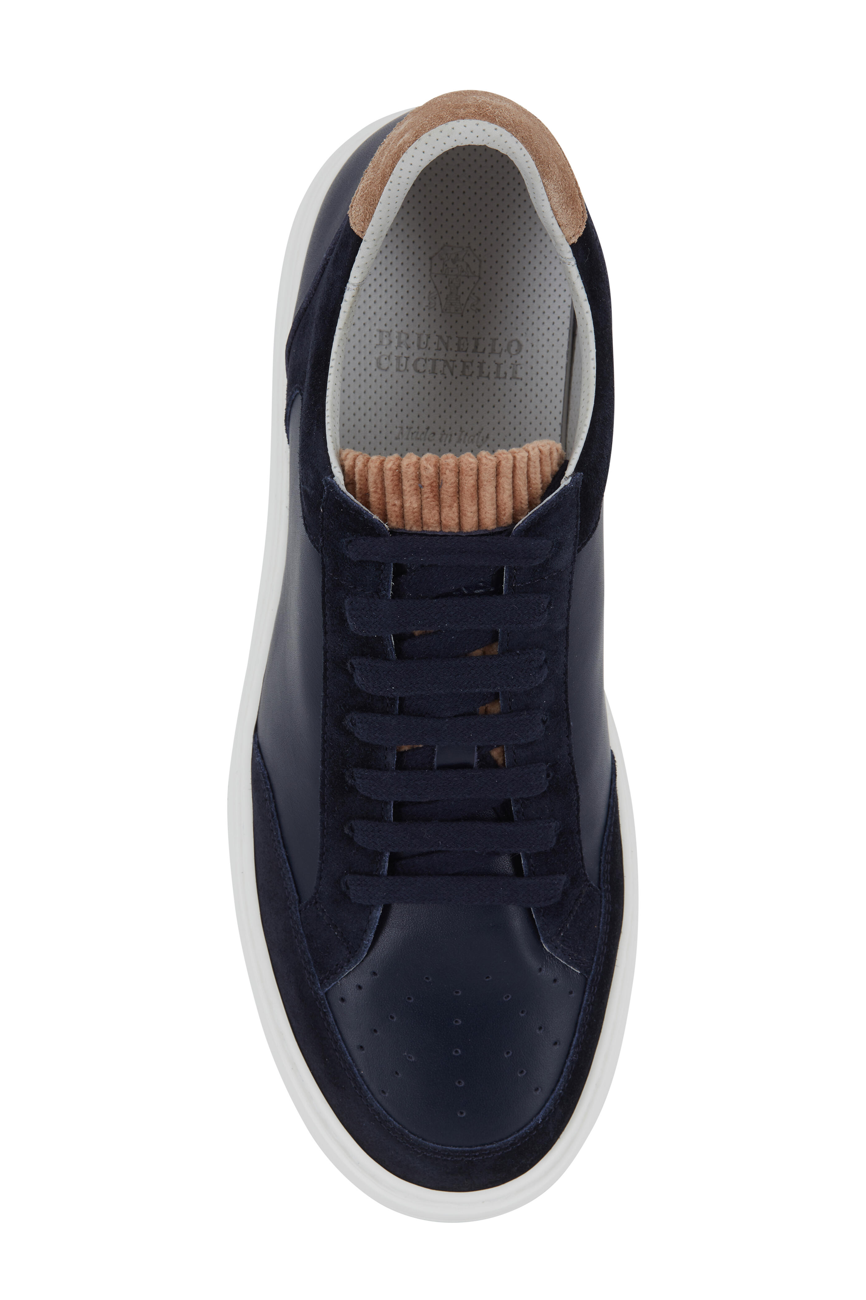 Brunello Cucinelli - Navy Blue Leather & Suede Low-Top Sneaker