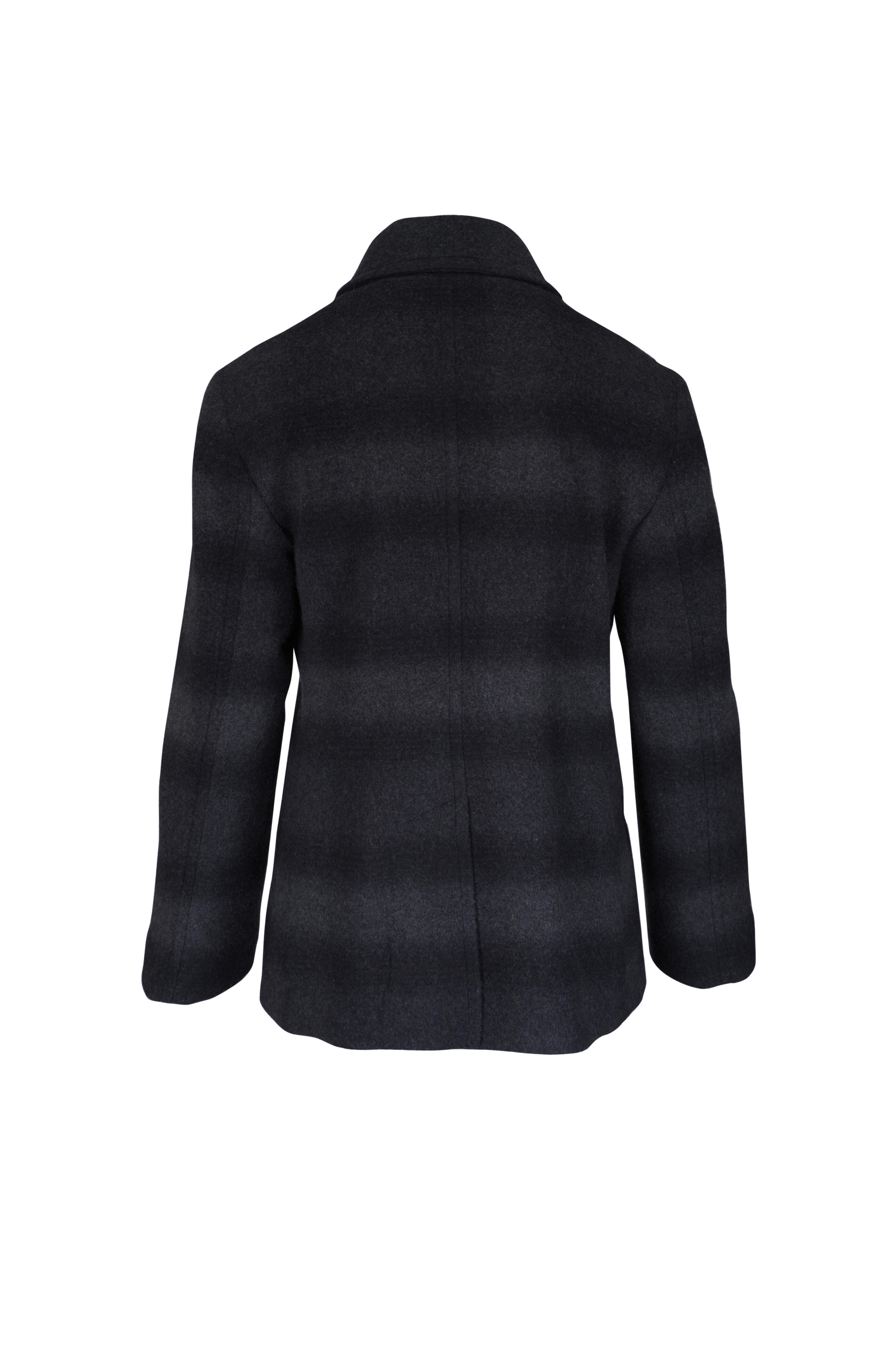 Akris Punto - Charcoal Gray Blurred Check Peacoat
