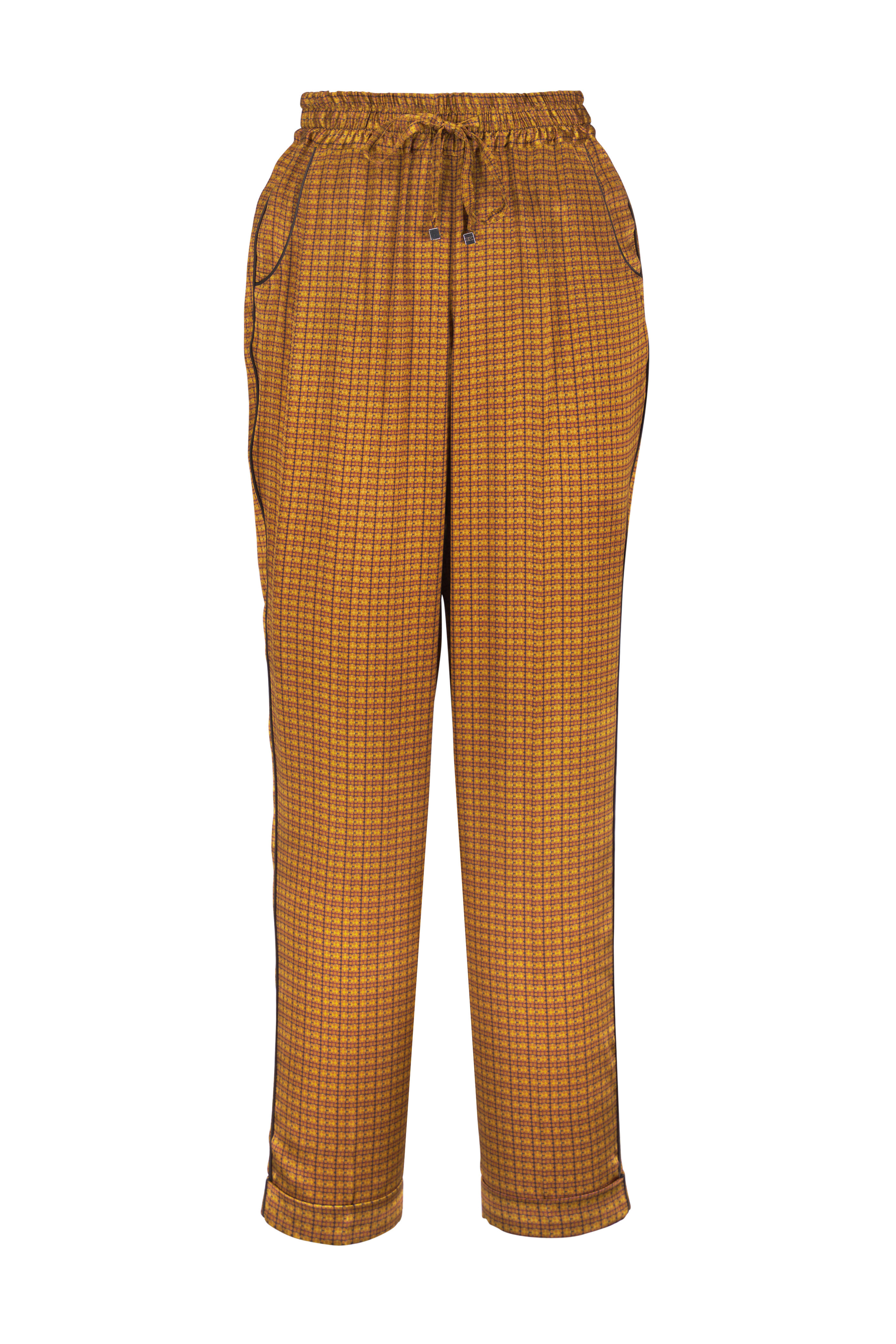 Kiton - Yellow Geometric Print Silk Jogger - view 1