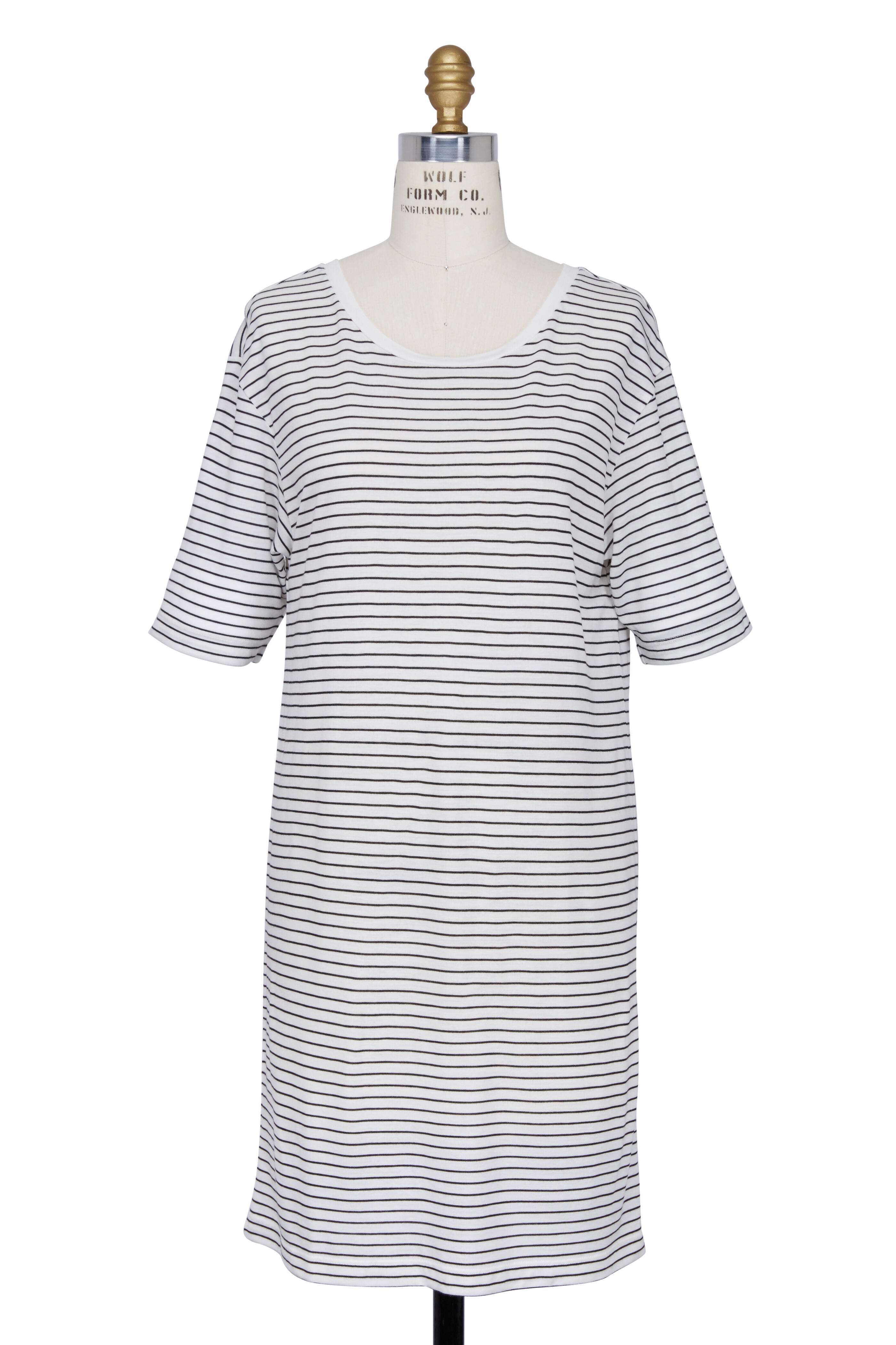 Organic Navy Blue & White Striped TShirt Dress