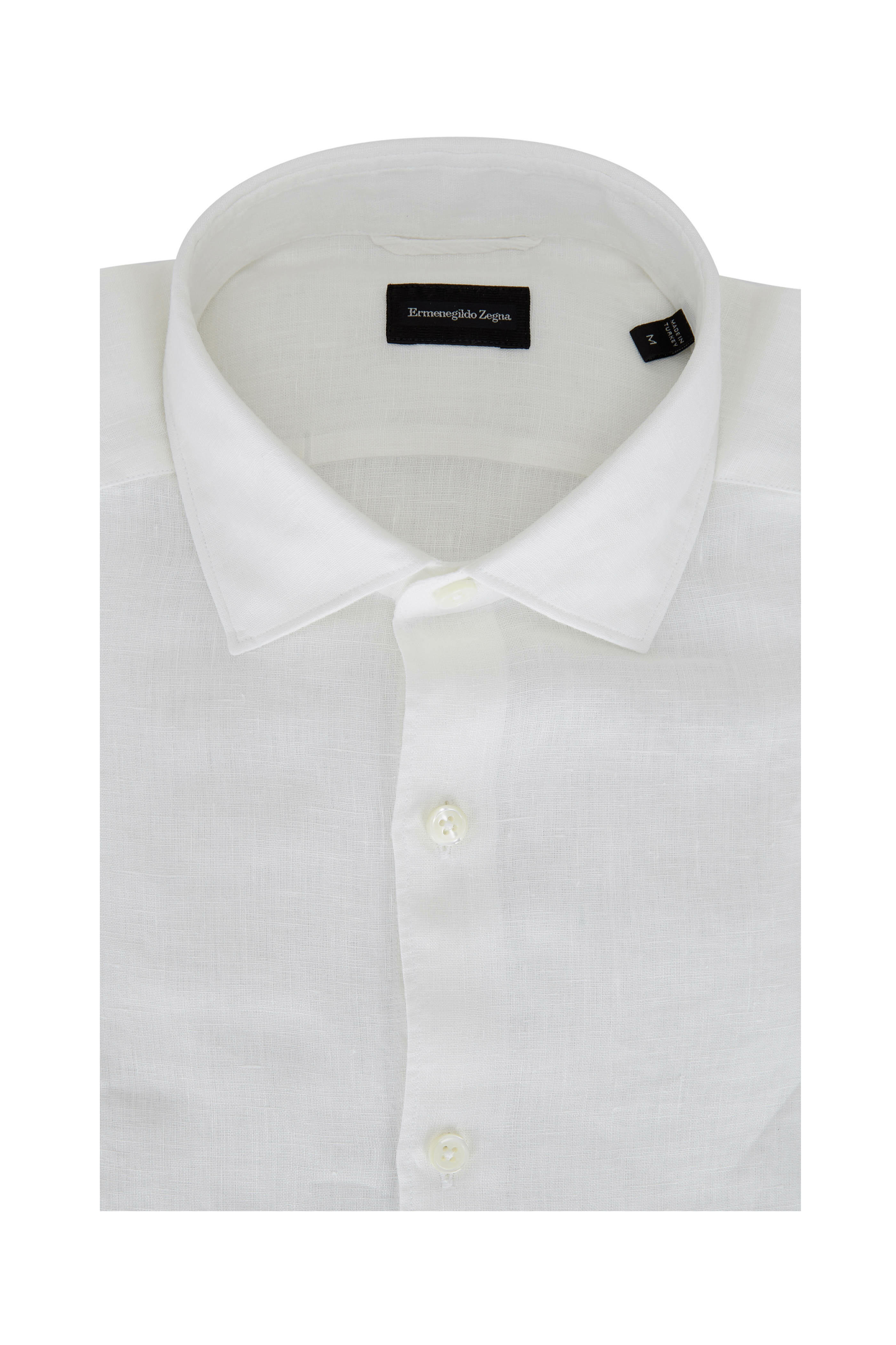 Zegna - White Linen Sport Shirt