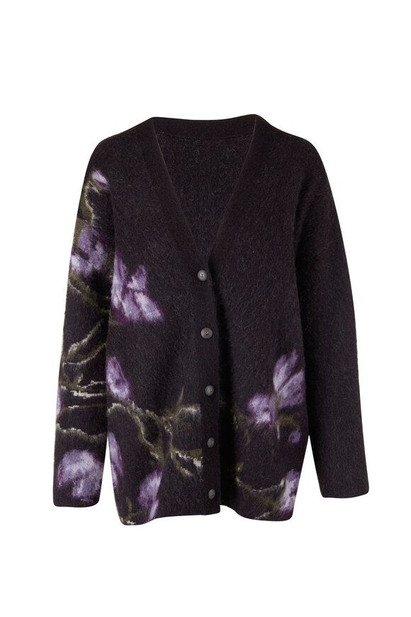 Vince - Black Orchid Jacquard Cardigan