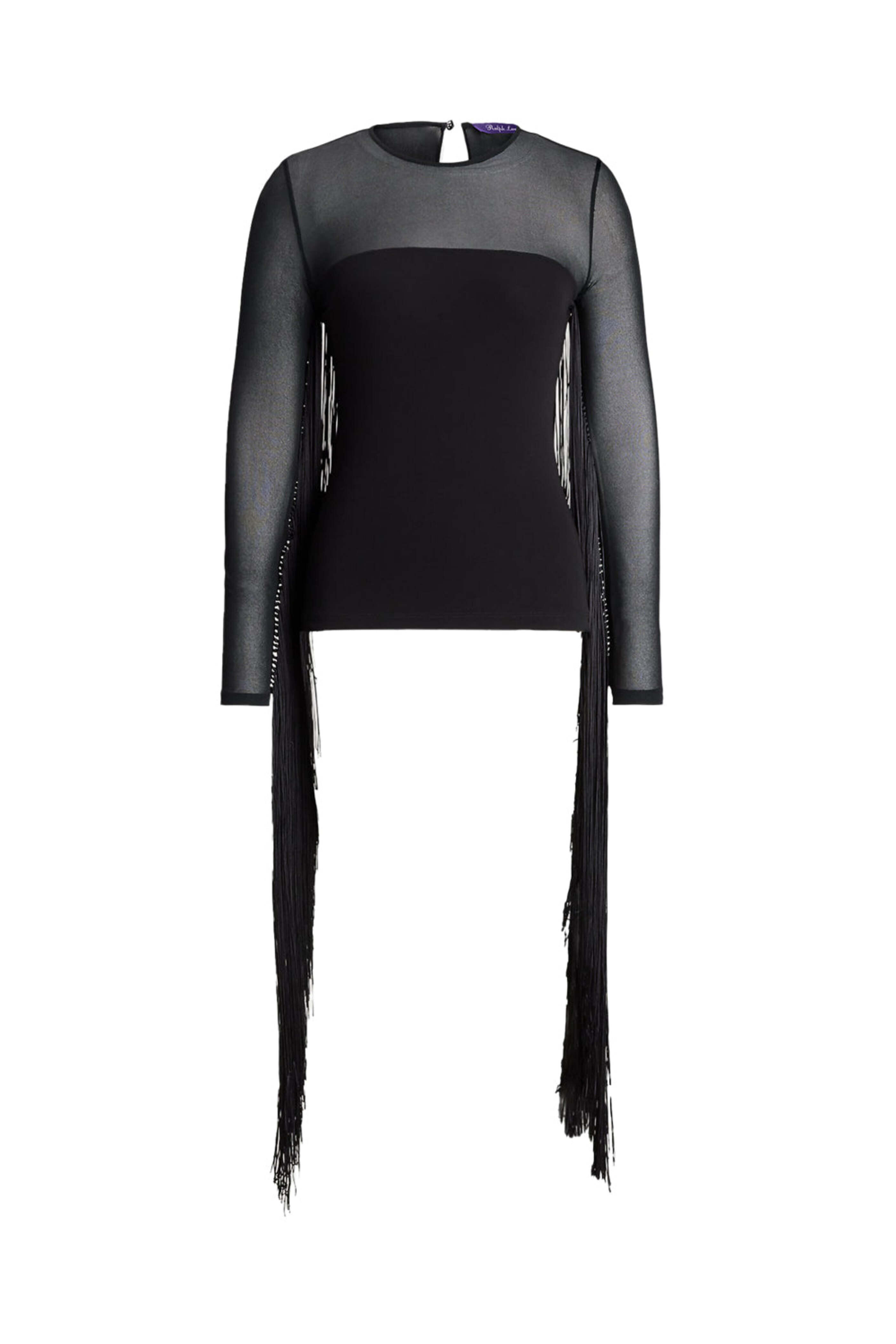 Ralph Lauren - Black Jersey Fringe Blouse