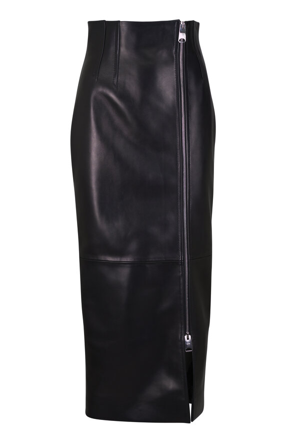 Khaite Gres Black Leather Skirt