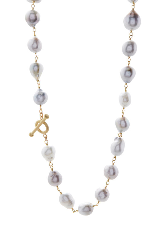 Caroline Ellen - Yellow Gold Baroque South Sea Pearl Wrap Necklace