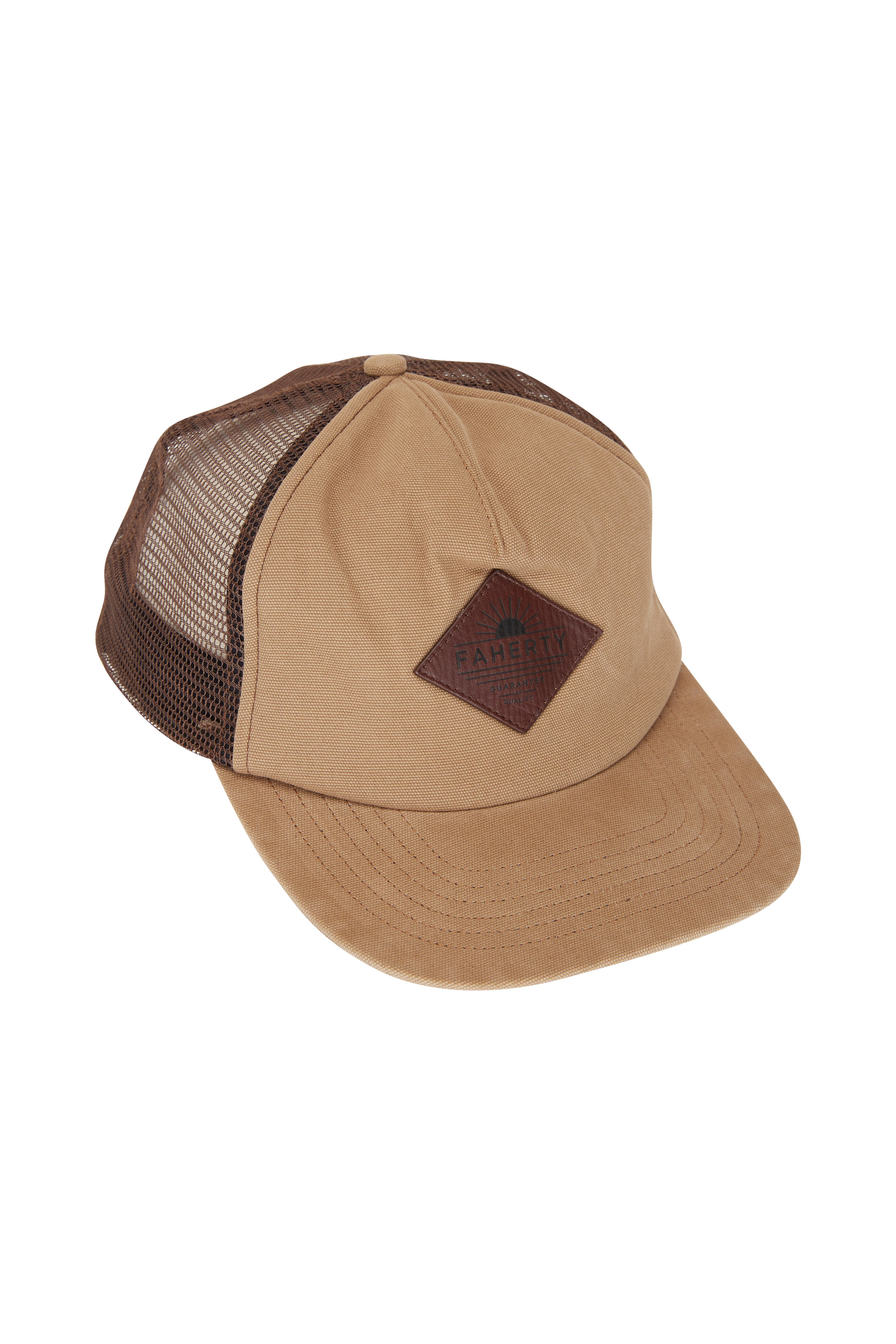 Camel Sailor Cap With Brown Leather Visor Sailor Hat in 