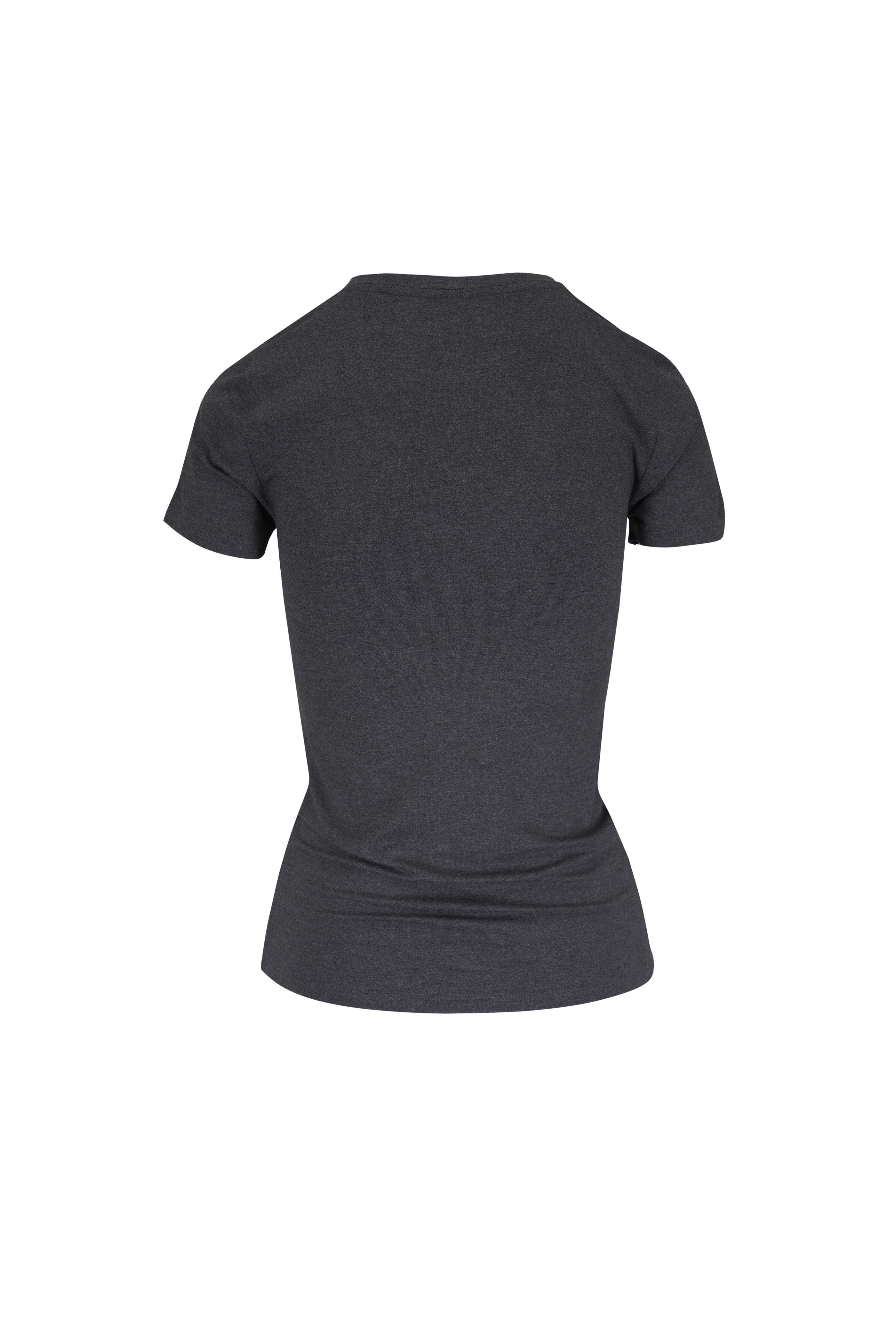 Majestic - Anthracite Stretch Linen V-Neck T-Shirt