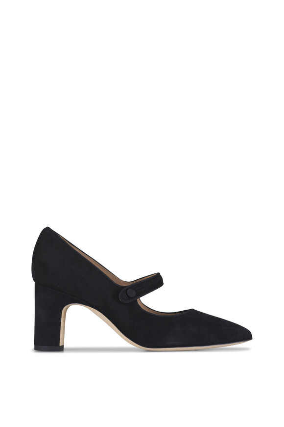 Manolo Blahnik Campariba Black Suede Buckle Pump, 70mm - view 3