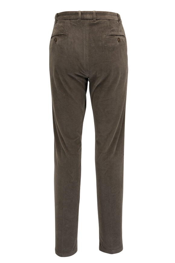 Canali - Tan Corduroy Flat Front Pant