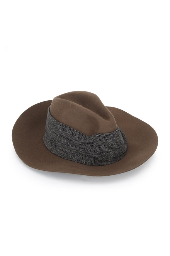 Brunello Cucinelli - Caribou Cashmere Monili Panel Wide Brim Hat