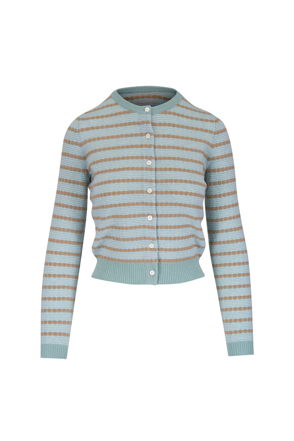 Guest in Residence Jane Pebble Stripe Sage Cashmere Cardigan - view 1