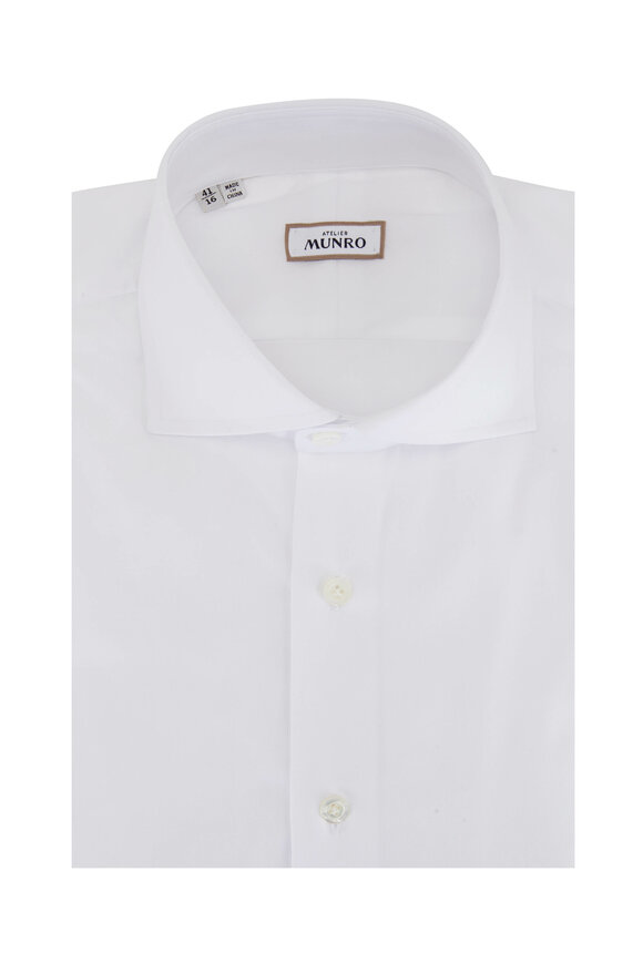 Atelier Munro White Fine Twill Easy Care Dress Shirt