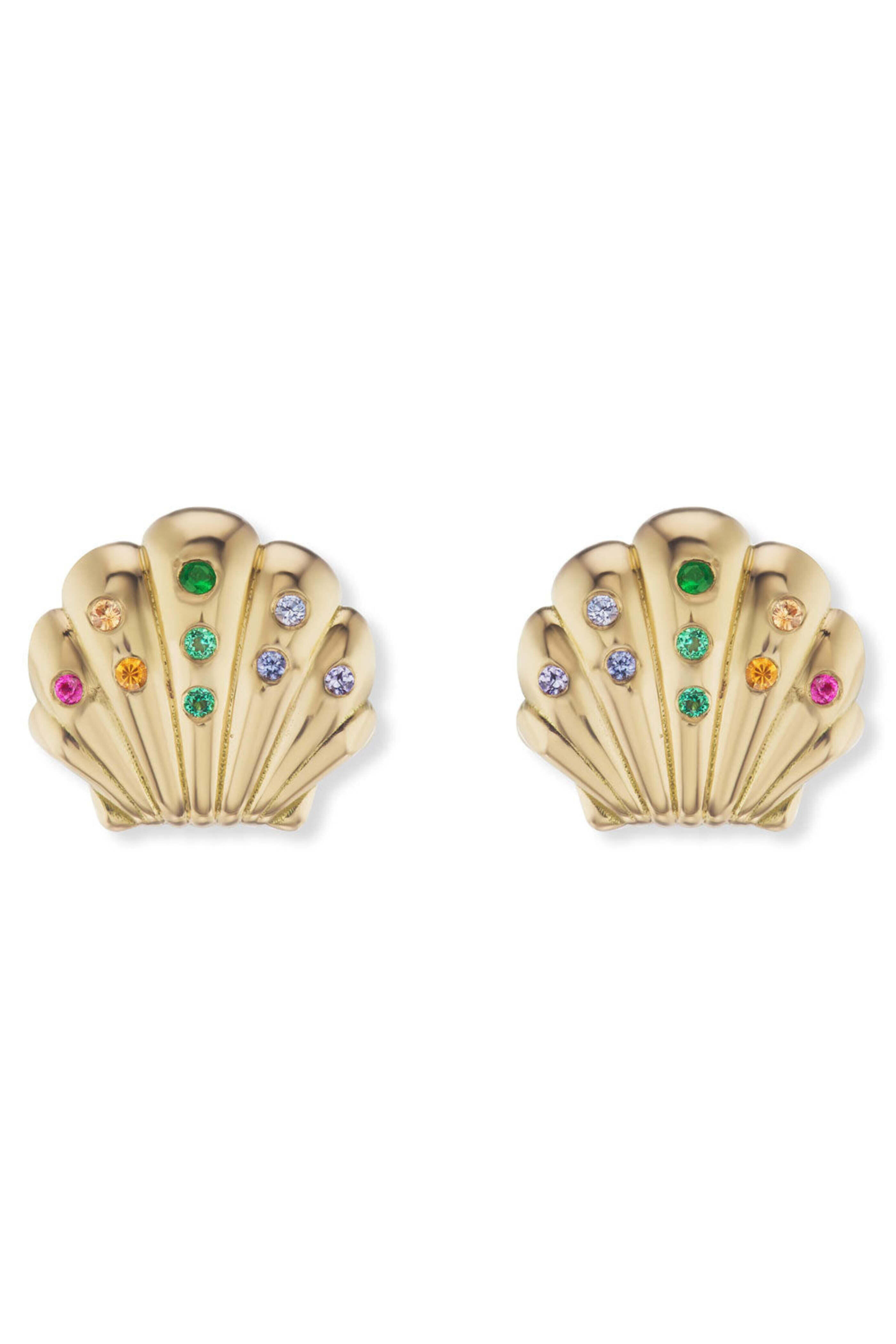 Brent Neale - Yellow Gold Small Rainbow Shell Stud Earrings