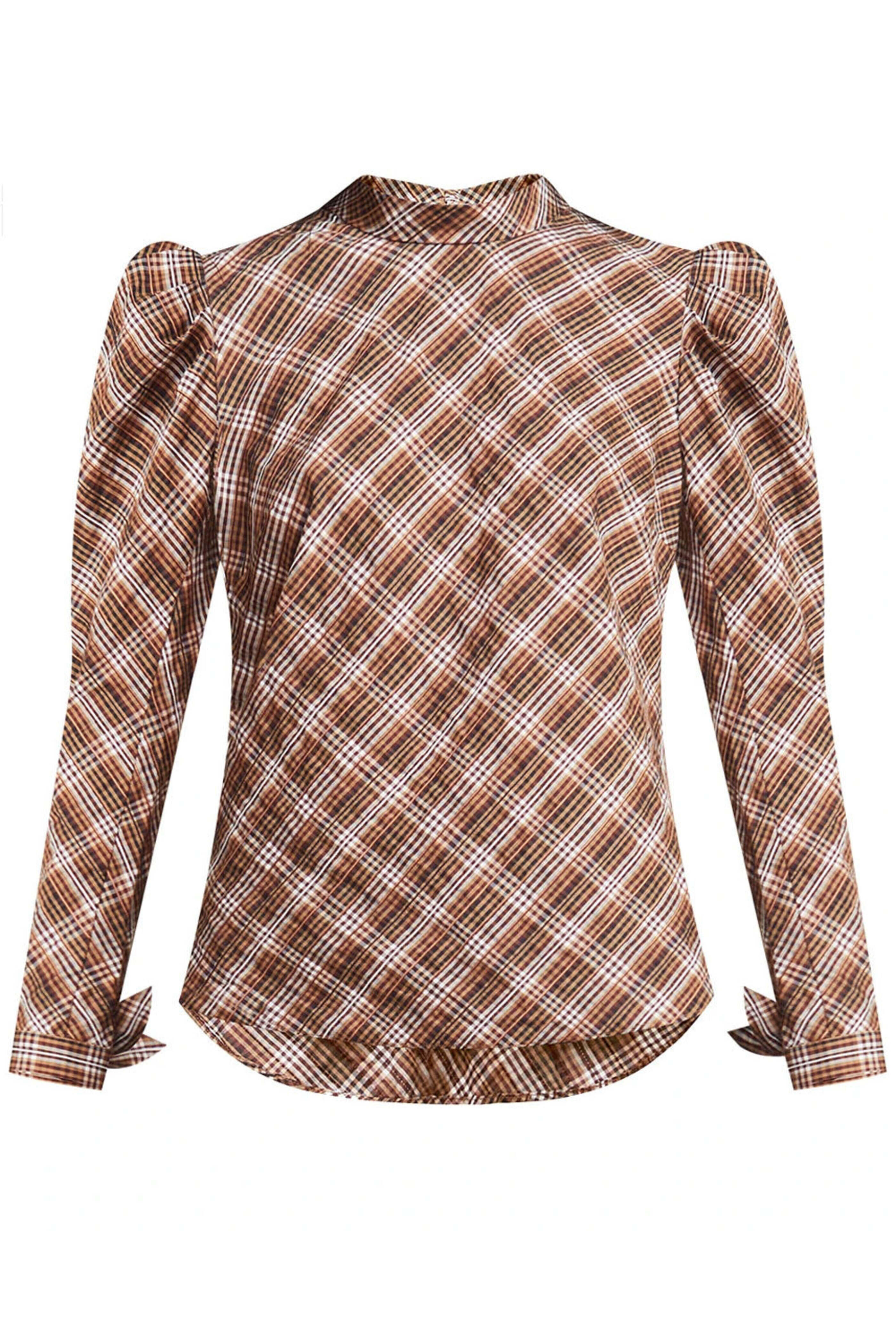 Veronica Beard - Nutmeg Plaid Long Sleeve Isabel Top