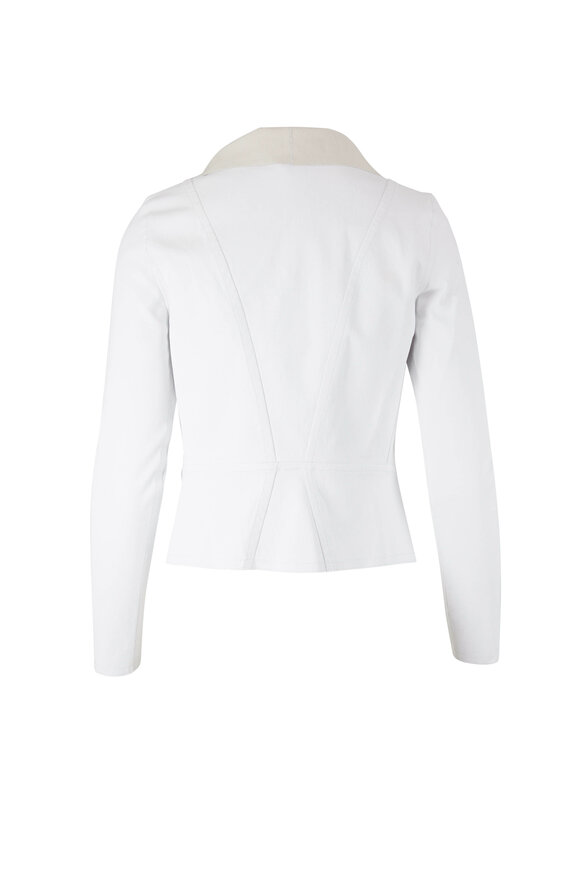 KZ_K Studio - Off White Draped Leather Jacket