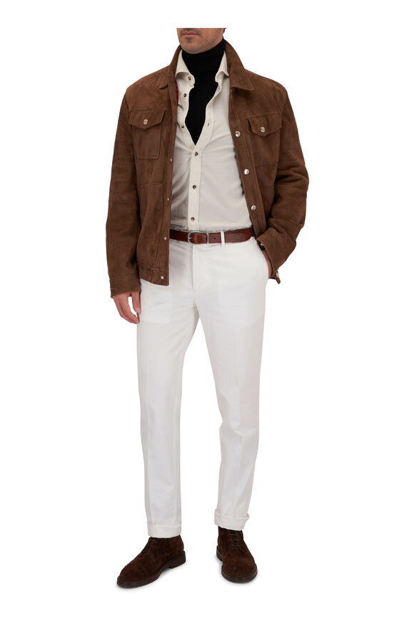 Brunello Cucinelli - Brown Suede Button Down Jacket 