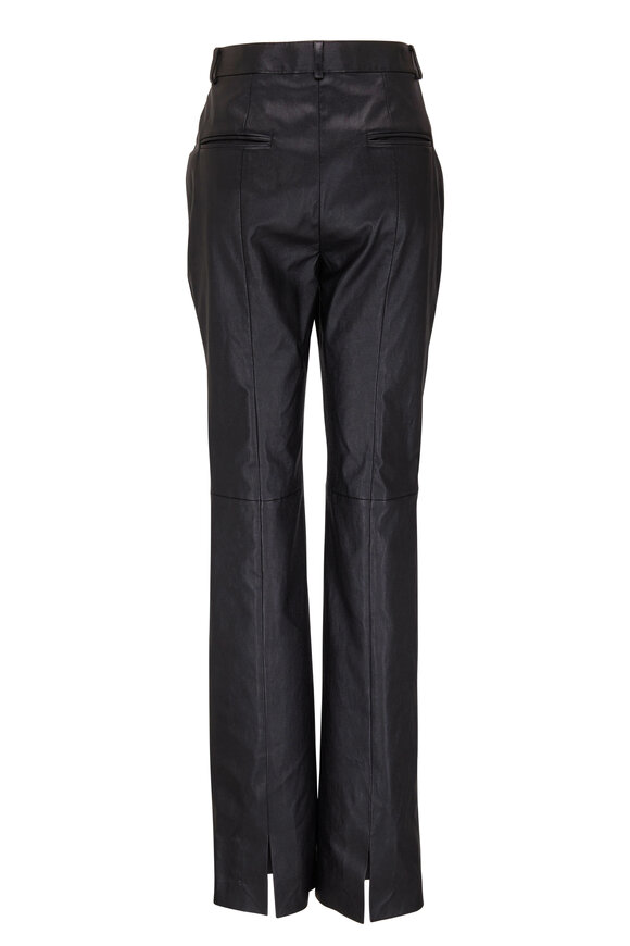 Michael Kors Collection - Black Leather Split Leg Pant 