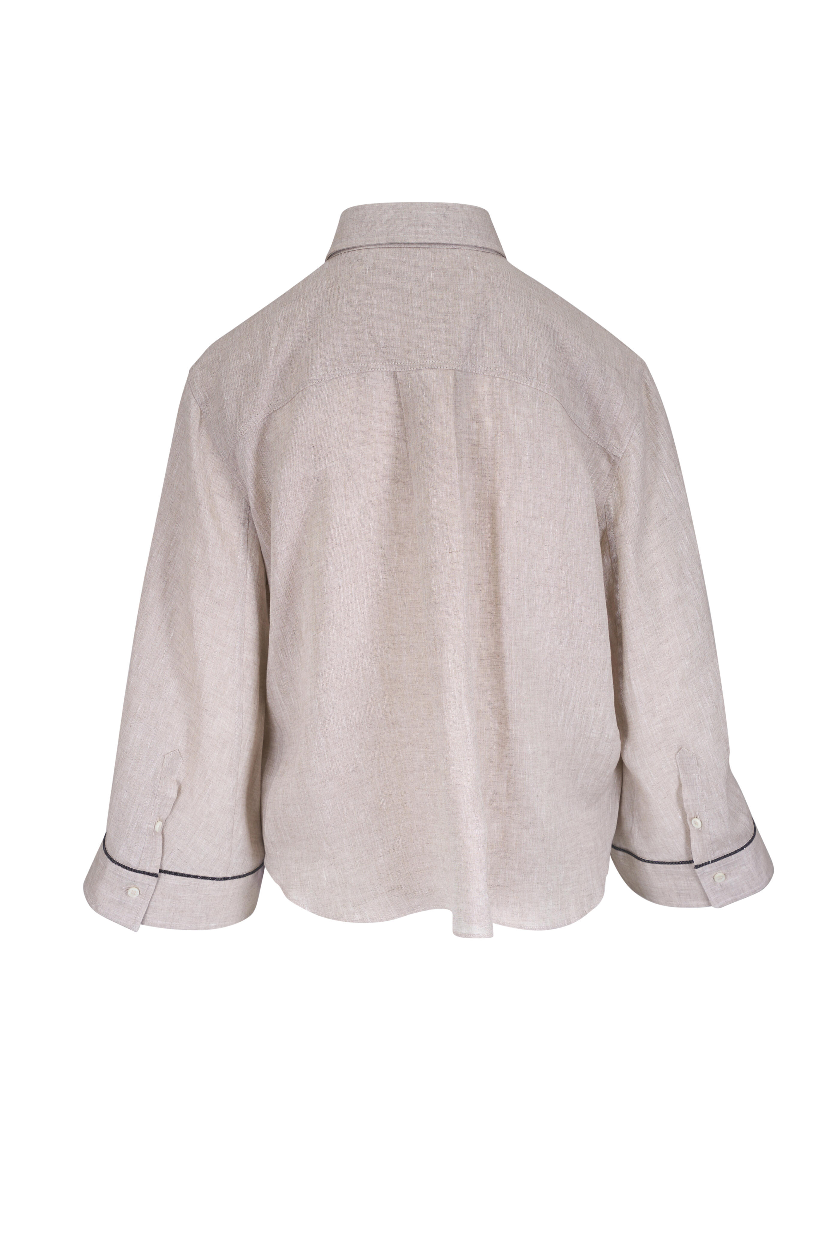 Brunello Cucinelli - Jute Linen Monili Trim Blouse