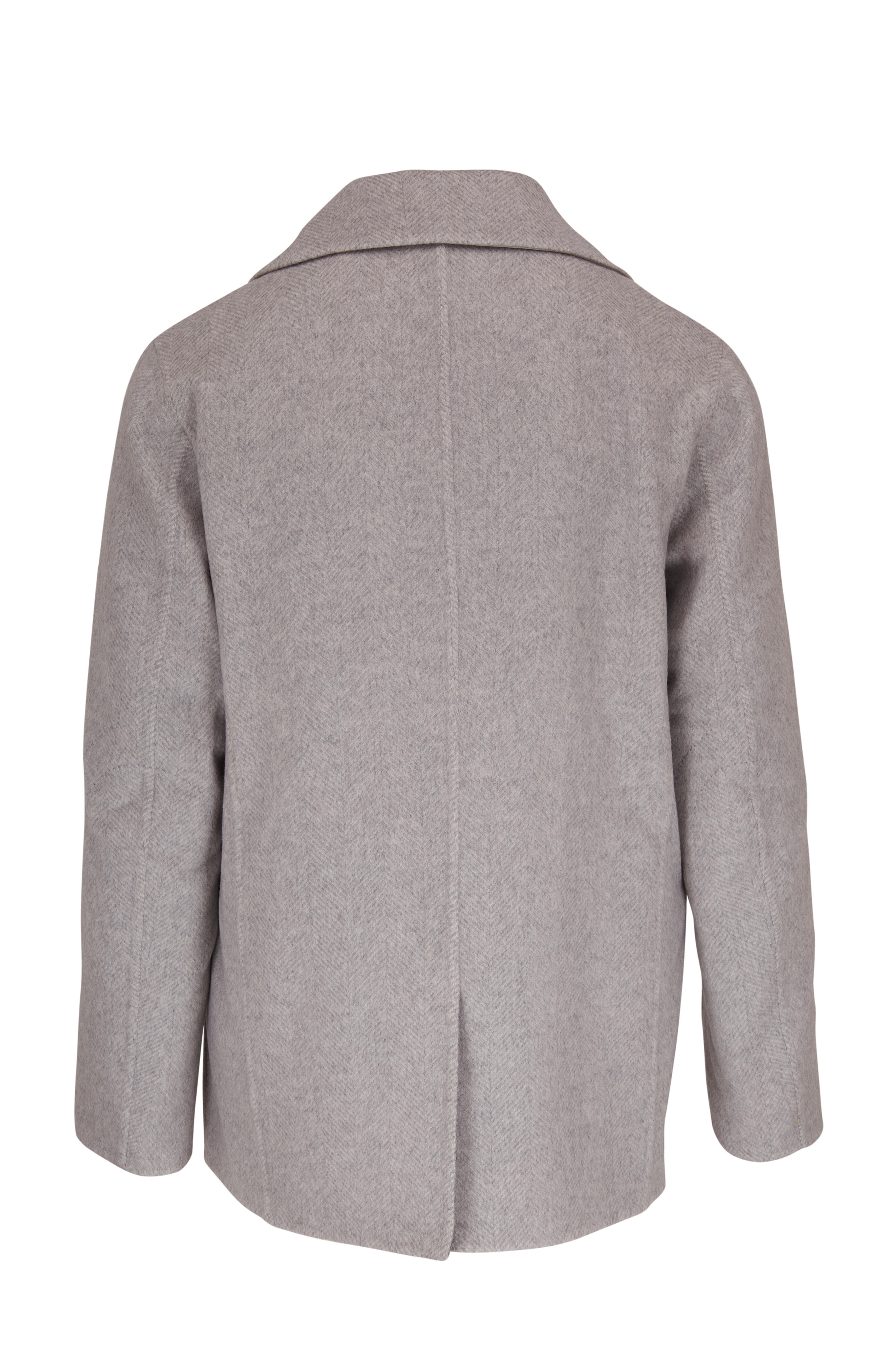 Kiton - Light Gray Cashmere Double Breasted Peacoat