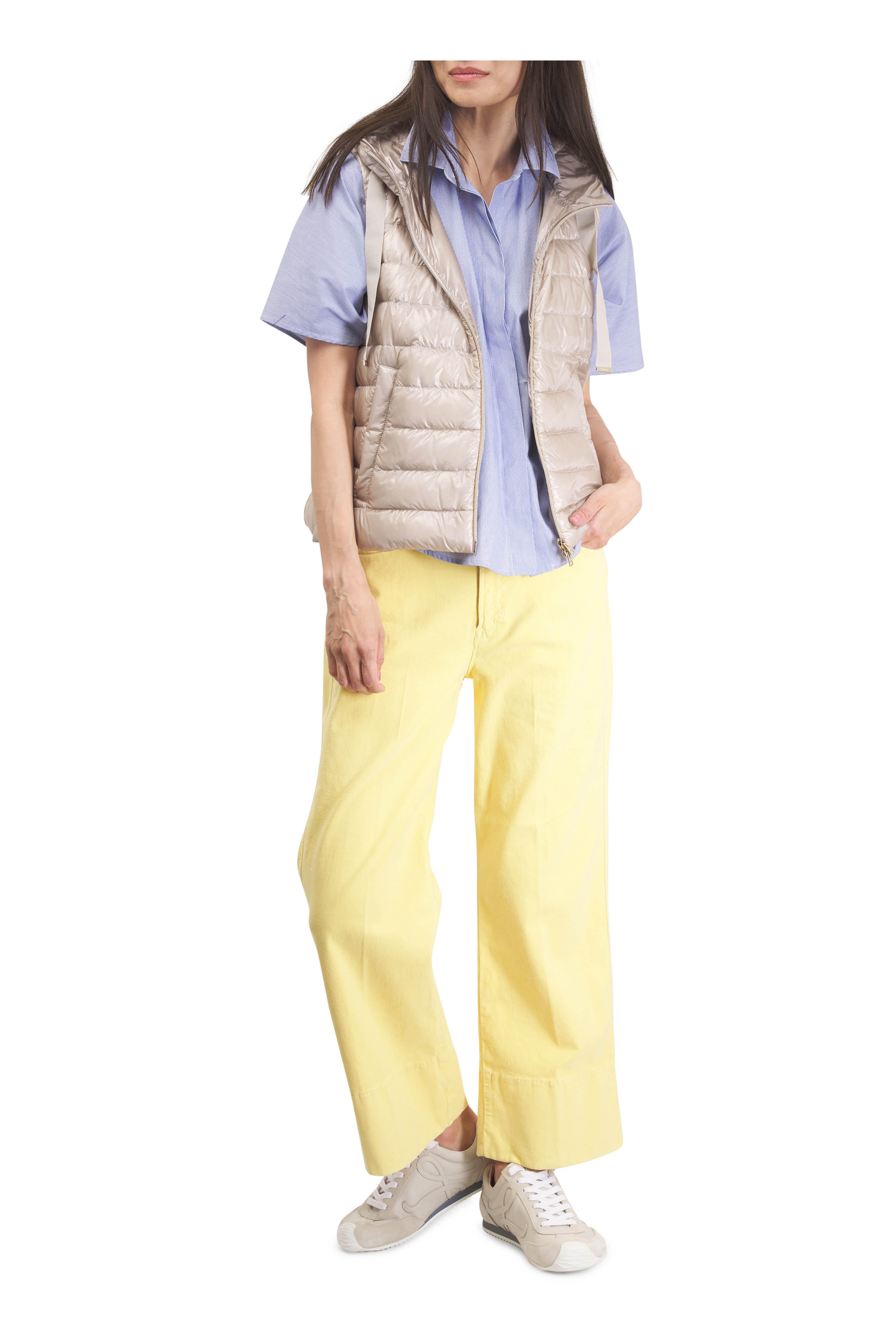 Zero + Maria Cornejo - Circle Blue & White Microstripe Cotton Blouse