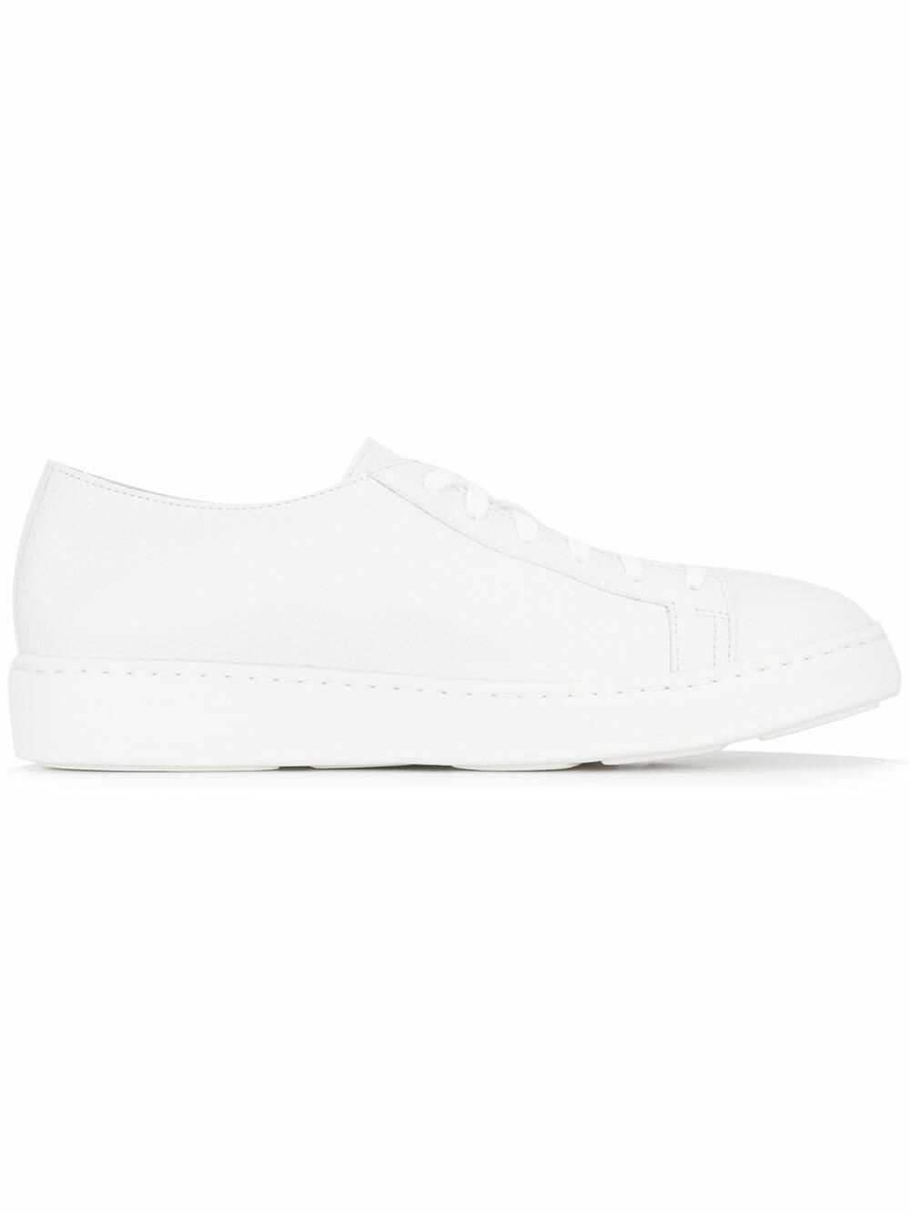 Santoni - Clean Iconic White Leather Sneaker | Mitchell Stores