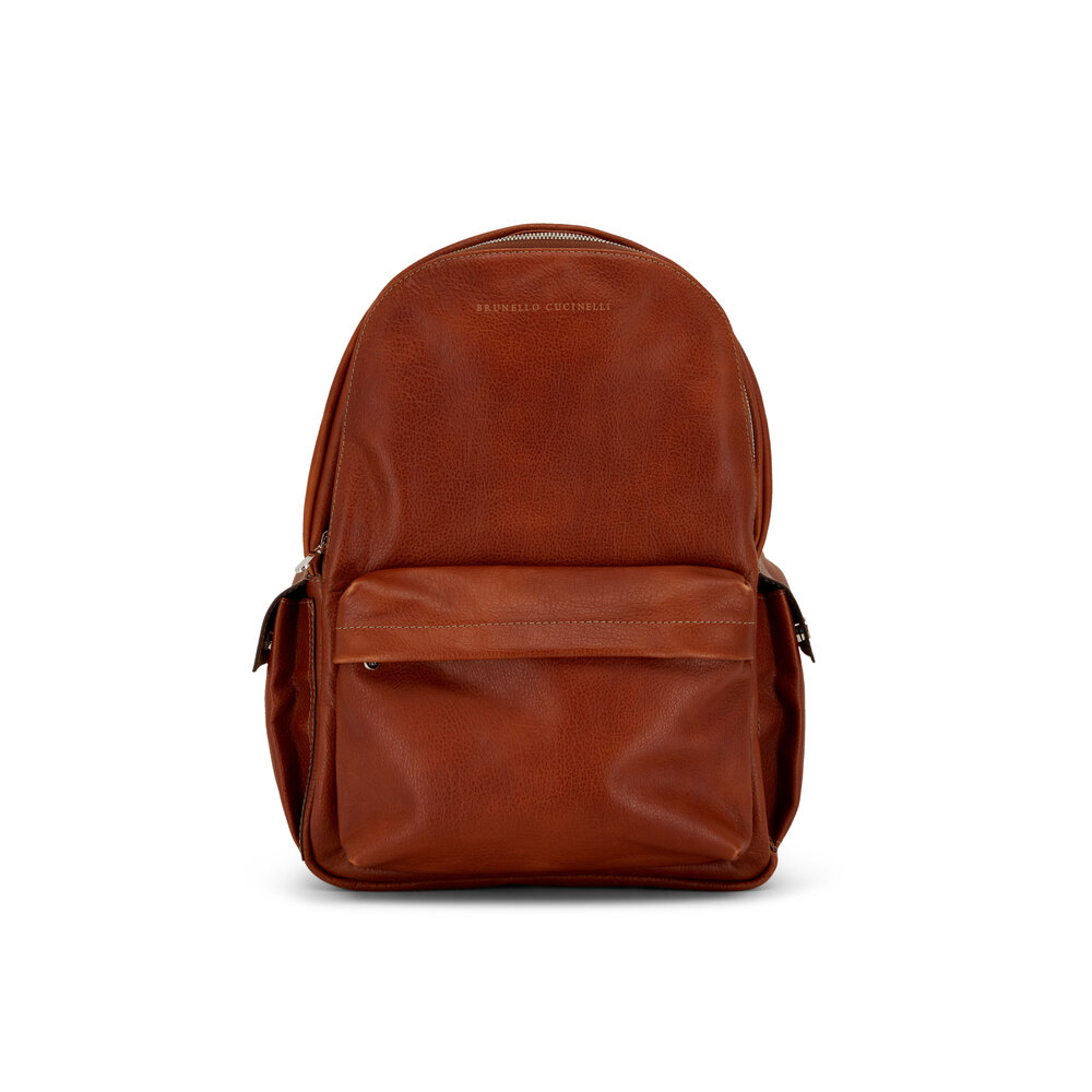 Brunello Cucinelli - Brown Grained Leather Backpack