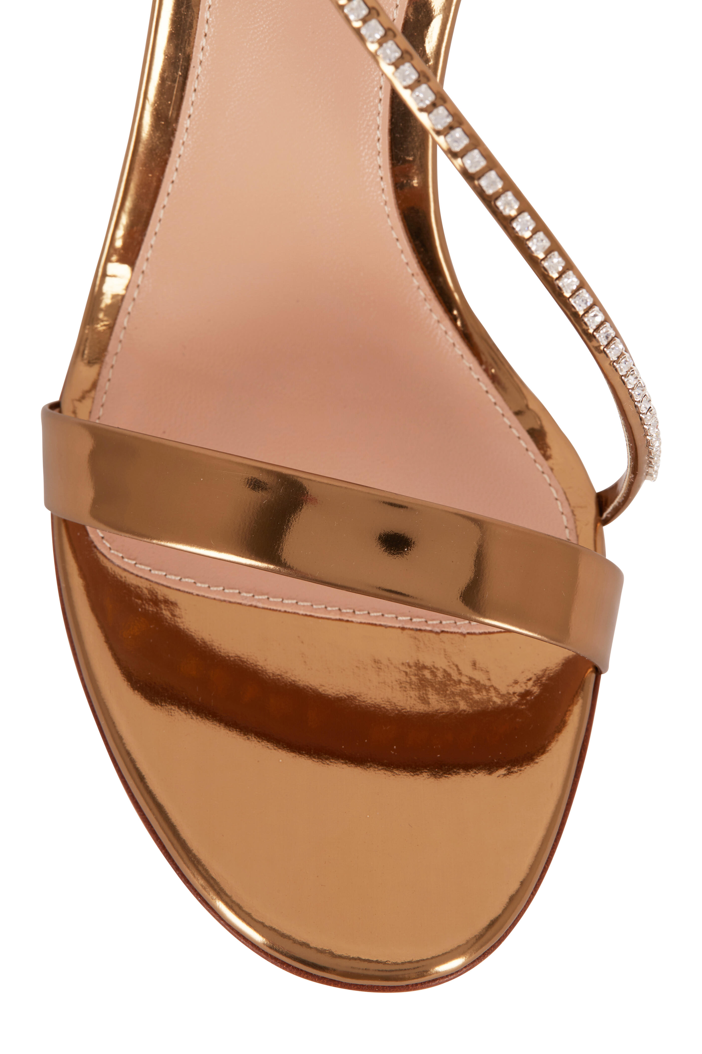 Gianvito Rossi - Show Gold Leather Crystal Strap Sandal, 85mm