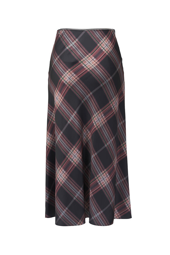 Vince - Vintage Petal Plaid Shaped Hem Slip Skirt