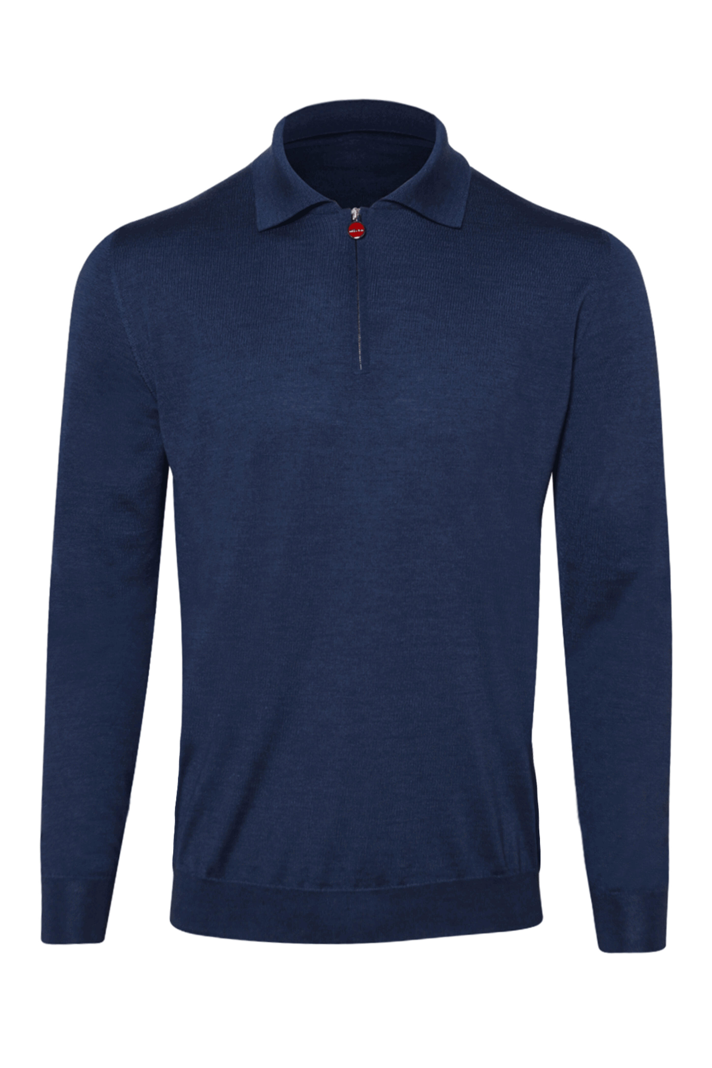 【送料&関税込】Kiton Short-sleeved Polo-zip Kiton - Blue Cashmere and Silk Quarter Zip Polo | Mitchell