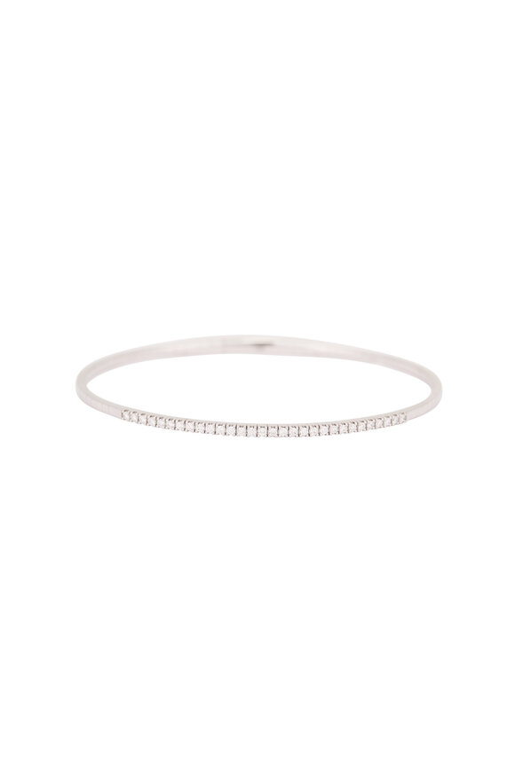 Kai Linz 14k White Gold White Diamond Flex Stacking Bangle