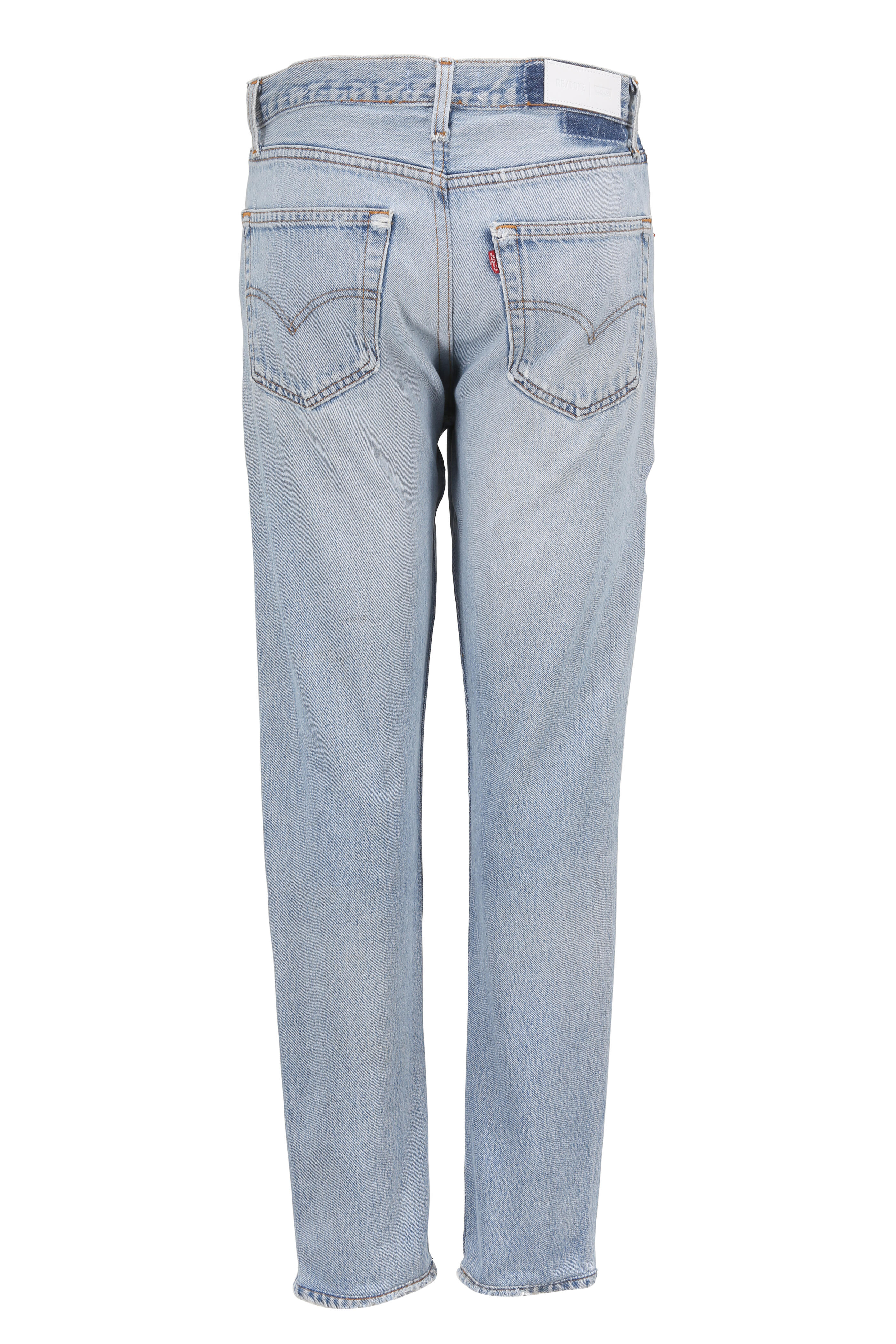 Re/Done - High-Rise Button Fly Deconstructed Jeans