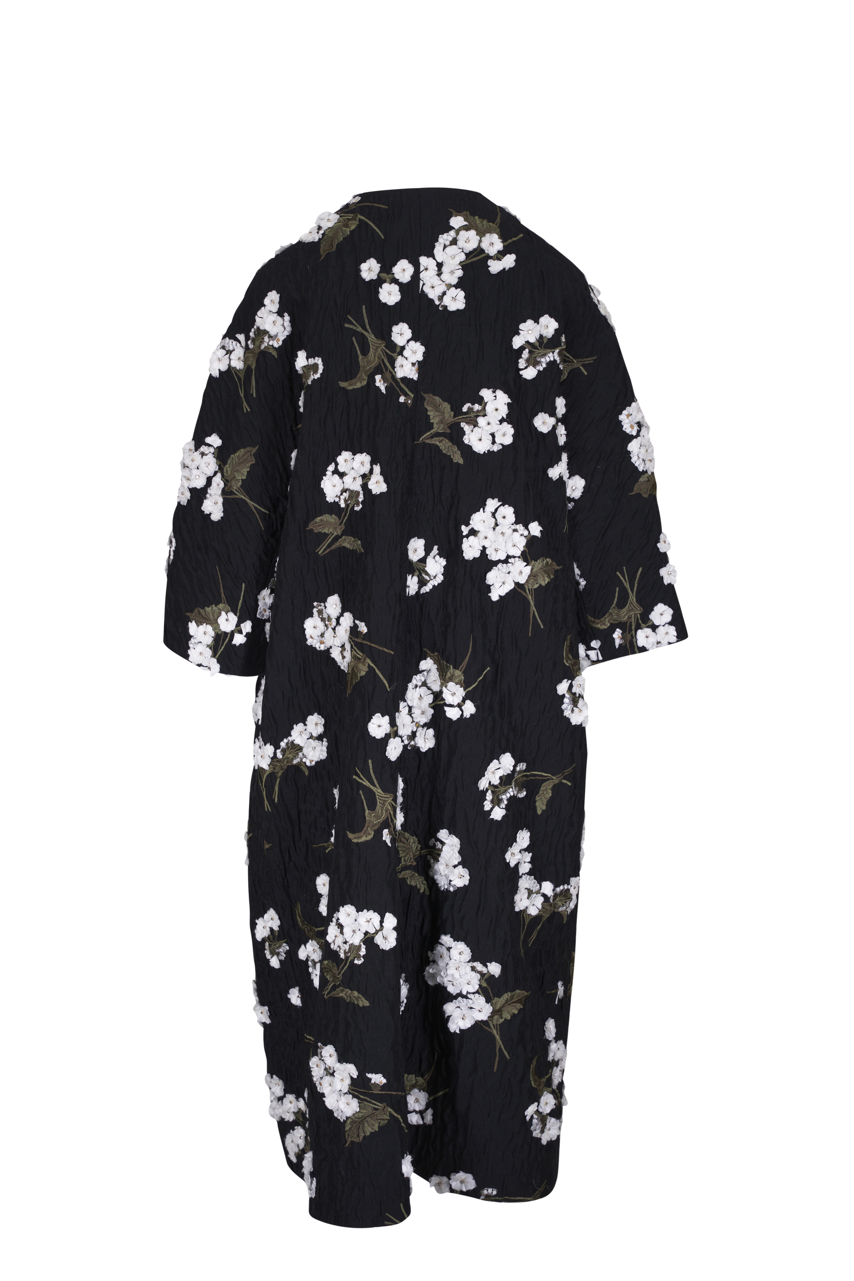 Erdem - Black Floral Embellished Evening Coat