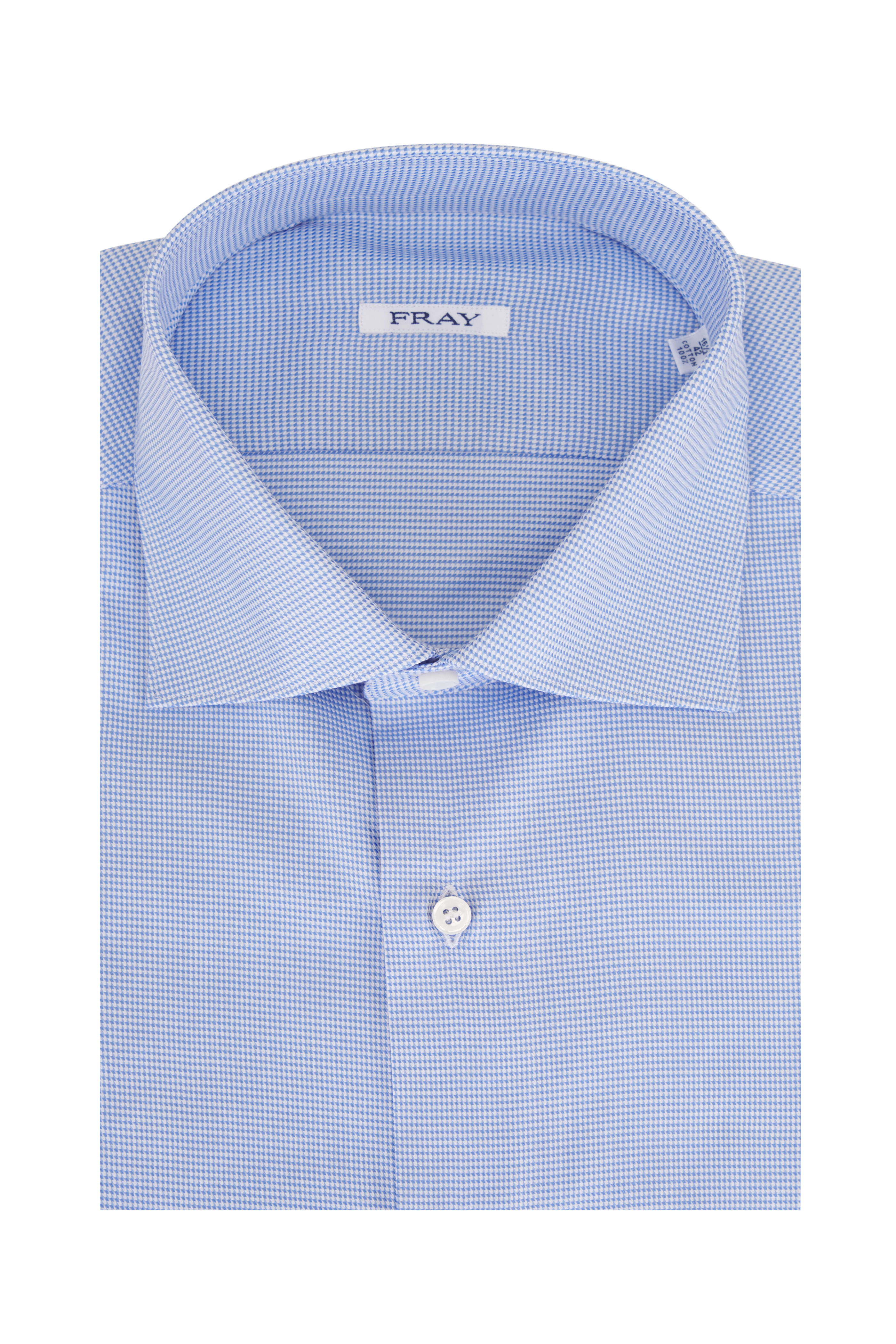 Fray - Blue Textured Cotton Dress Shirt