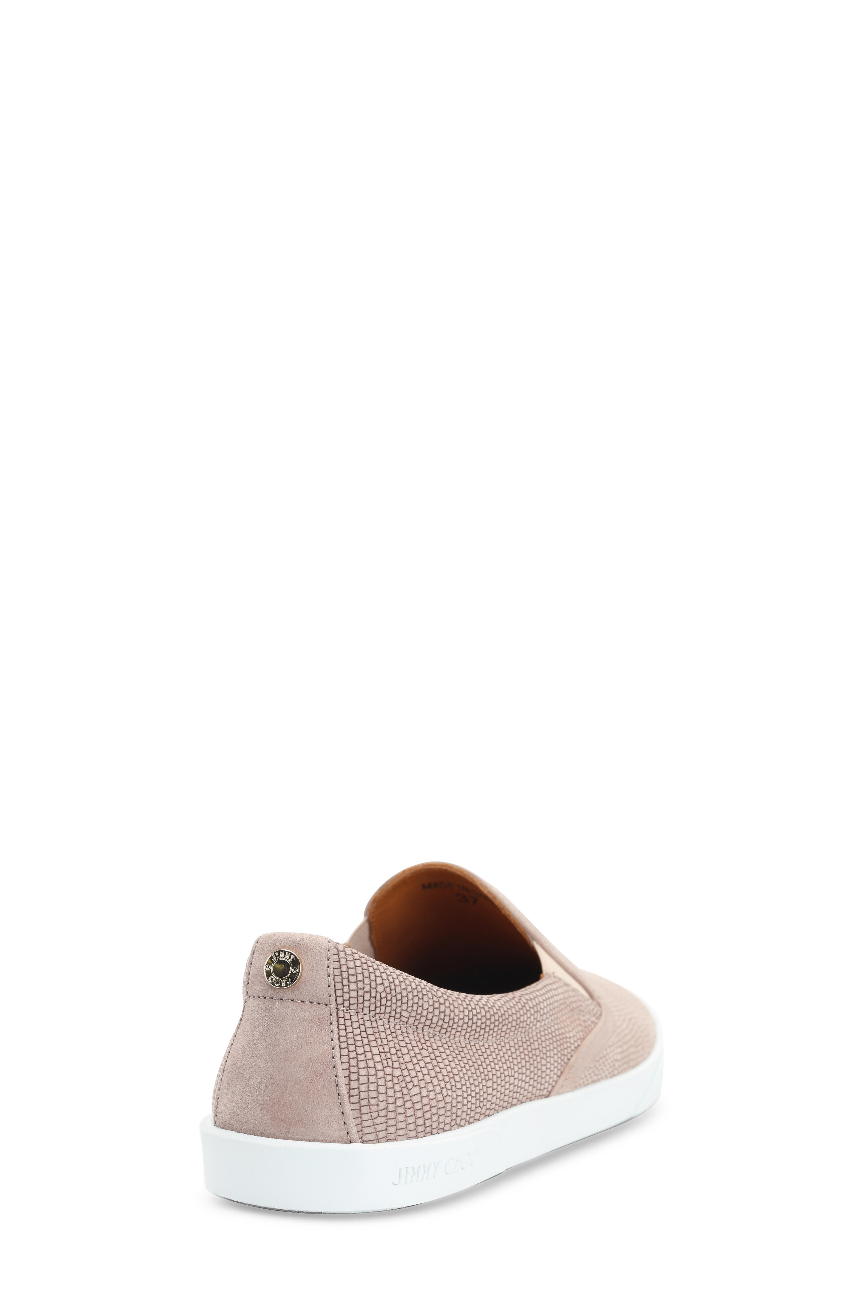 Jimmy Choo - Nude Snake Embossed Leather Slip-On Sneaker