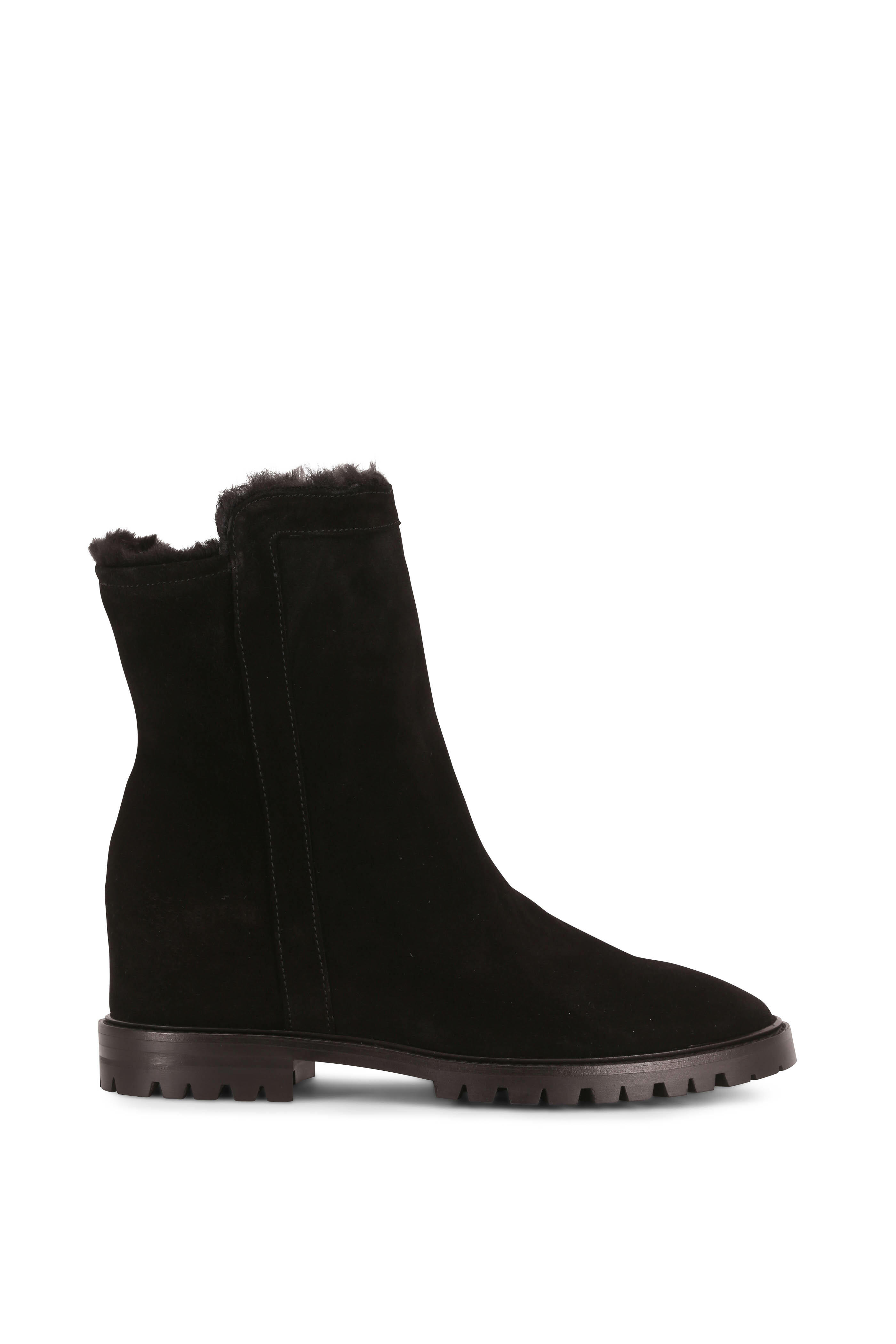 Aquatalia Cate Black Suede Shearling Lined Boot