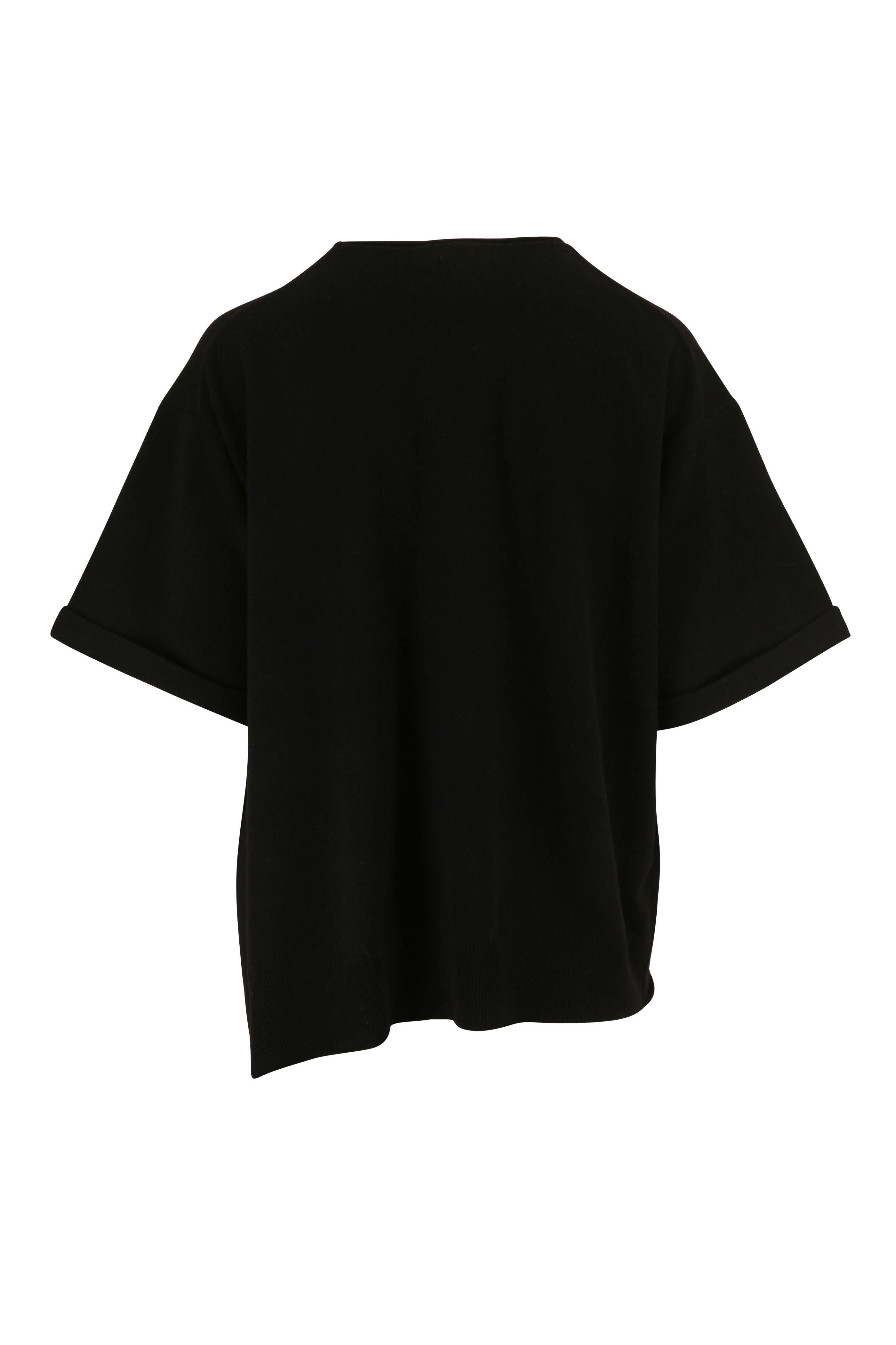 Dorothee Schumacher - Luxury Volumes Black Cashmere Short Sleeve Sweater