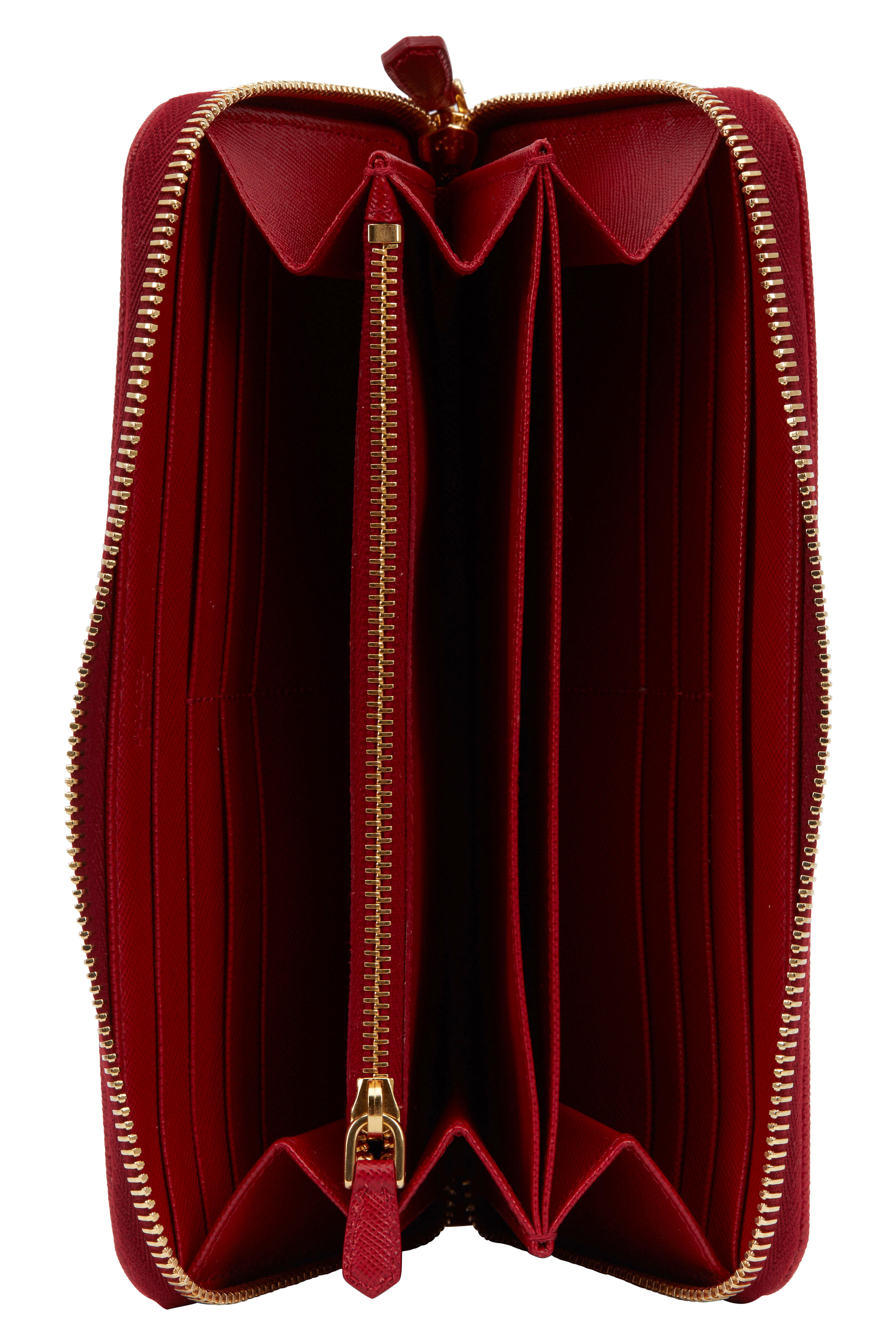 Prada - Red Saffiano Zip-Around Wallet | Mitchell Stores