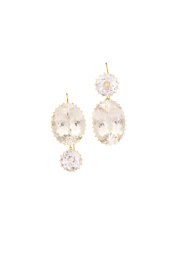 Renee Lewis 18k Yellow Gold Antique Huge Kunzite Earring - view 1