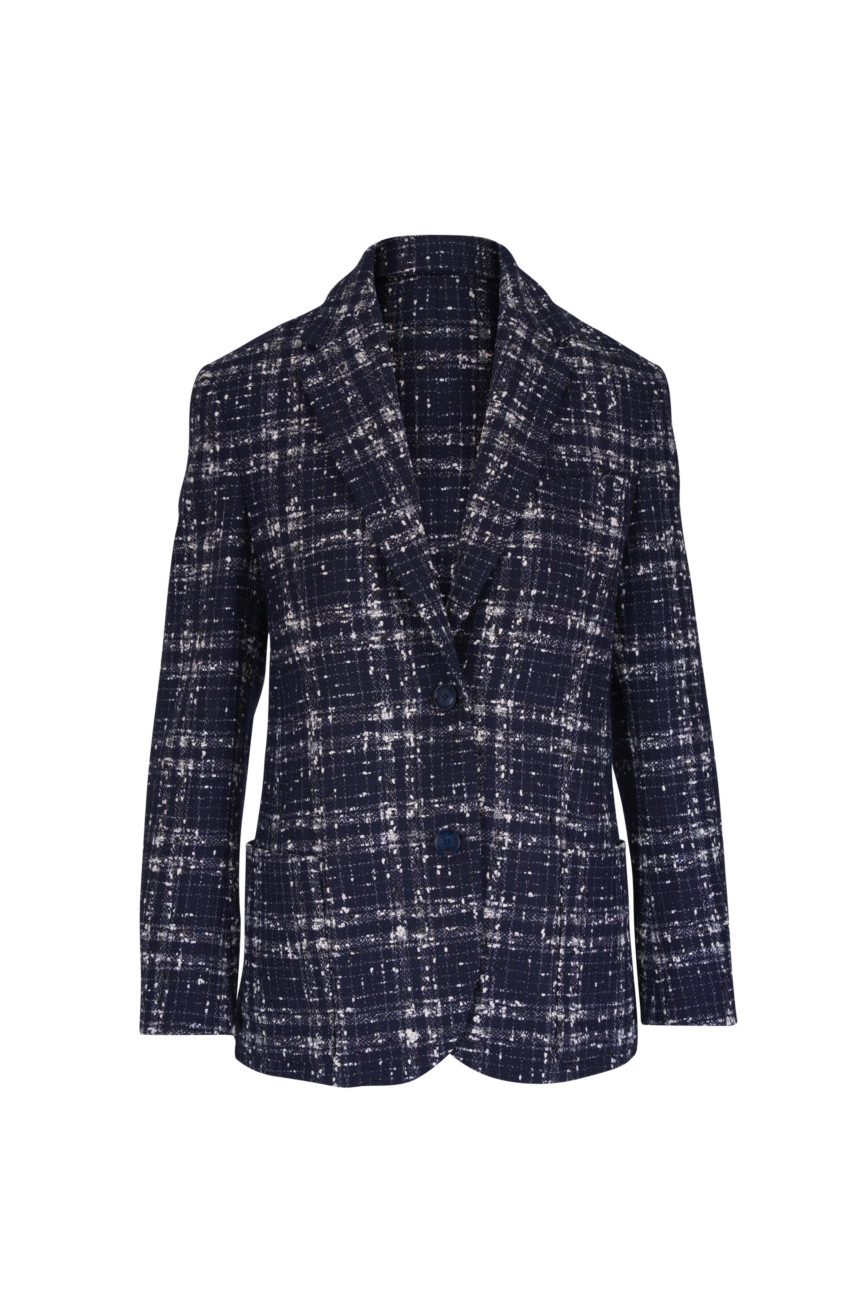 Akris - Kora Navy Plaid Tweed Jacket - view 1