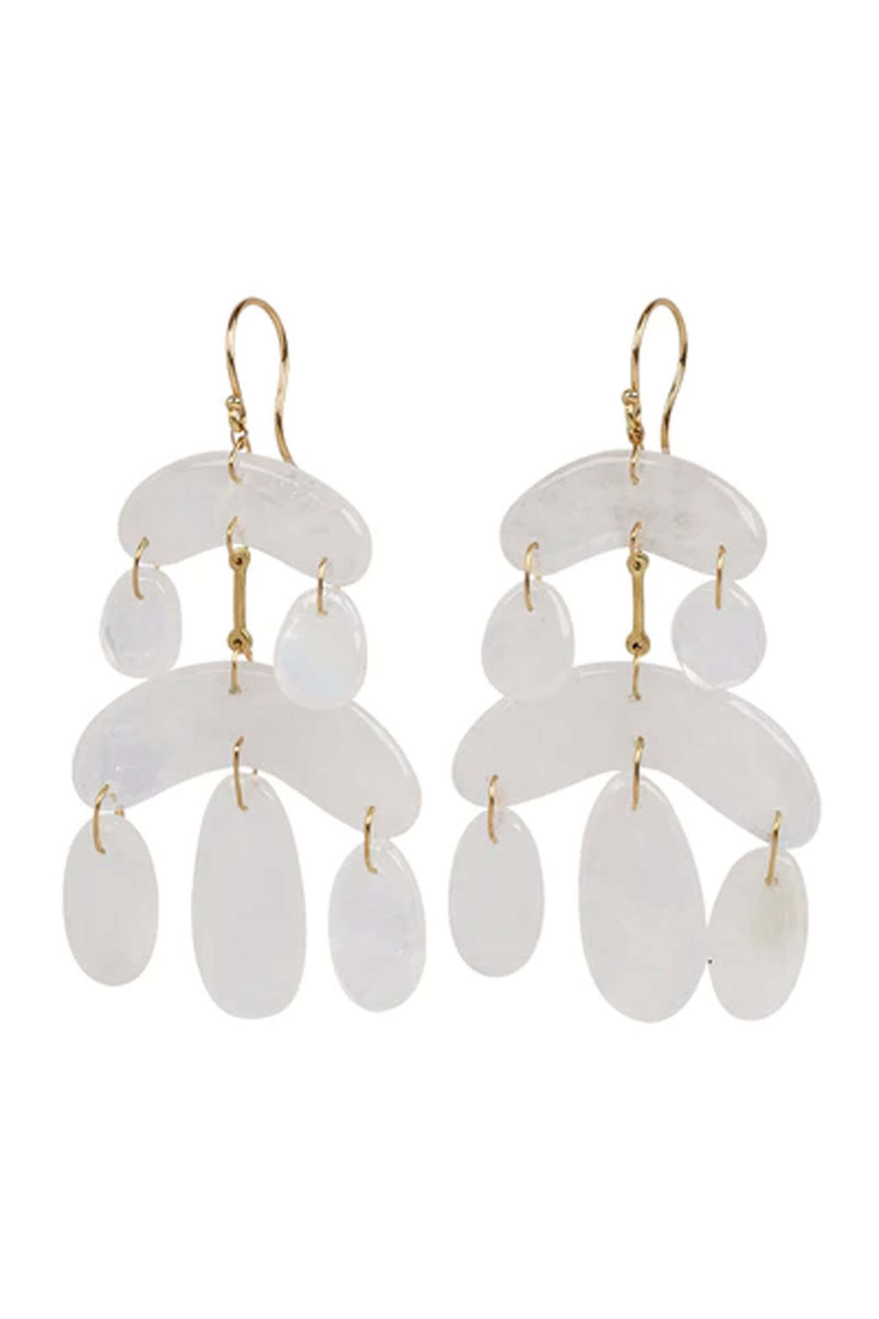 Ten Thousand Things - Moonstone Mini Cut Stone Chandlier Earrings