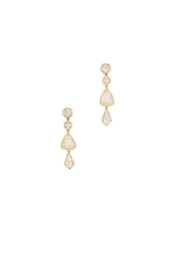 Sutra 18k Yellow Gold Diamond Dangle Earring - view 1